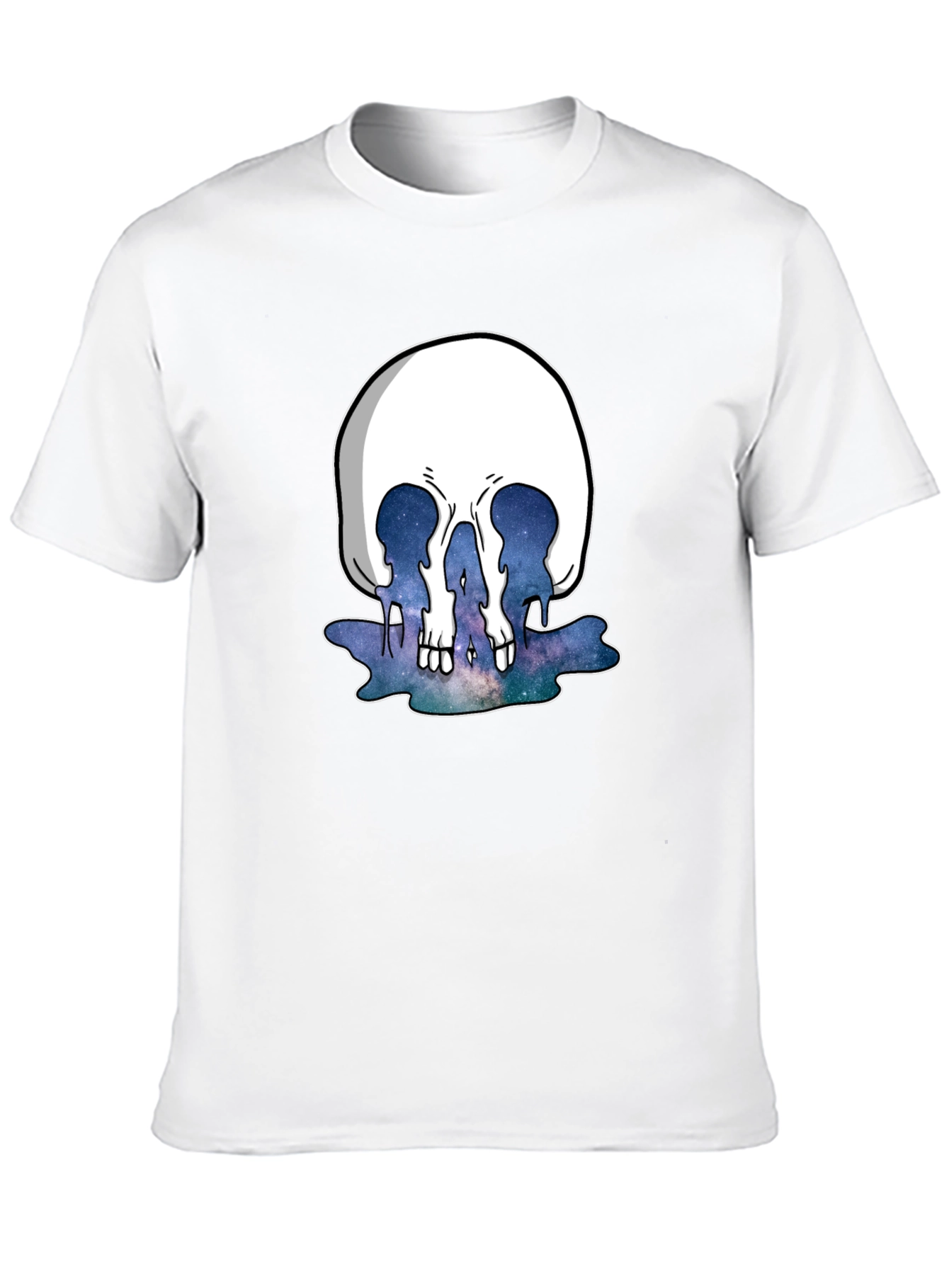 Black Melting Galaxy Skull T-Shirt - Unique Graphic Tee view 10