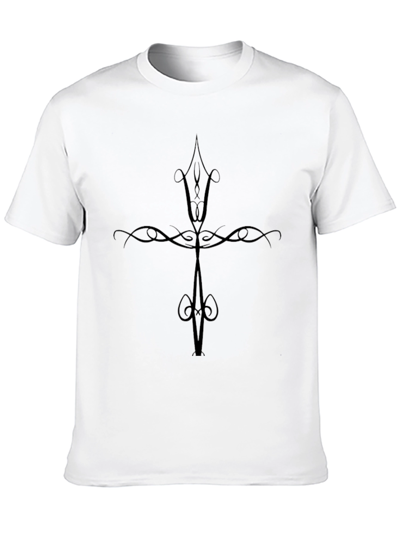 Black Tribal Cross Graphic Black T-Shirt view 10