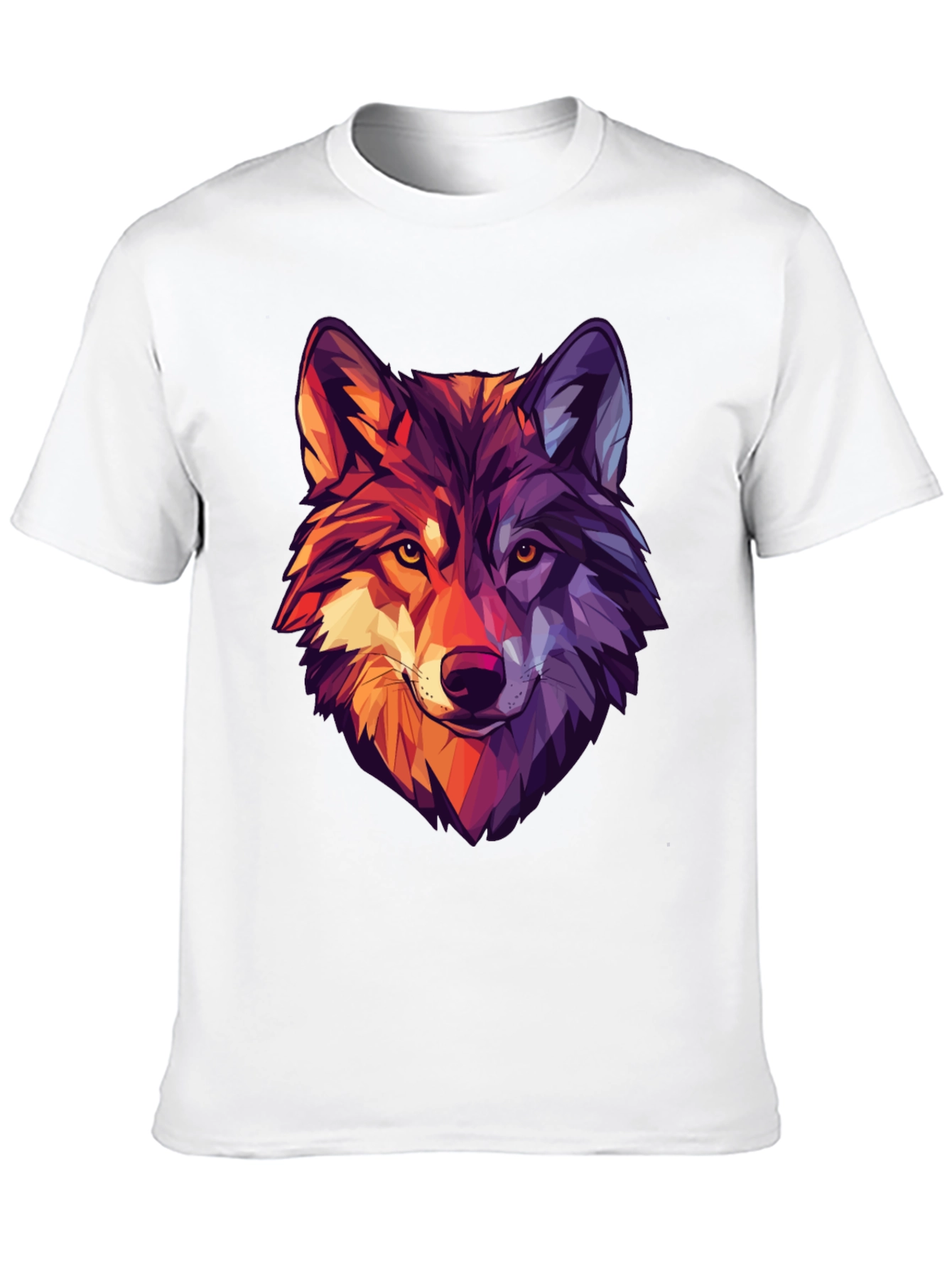 Black Geometric Wolf Graphic Print Black T-Shirt view 10