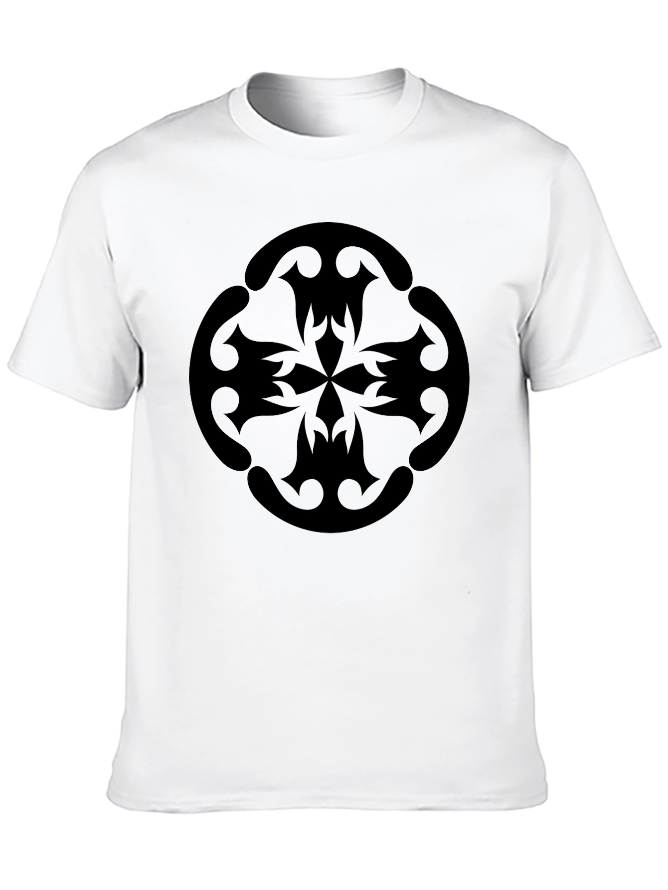 Black Black Graphic Tee - Tribal Style Cross Design view 10