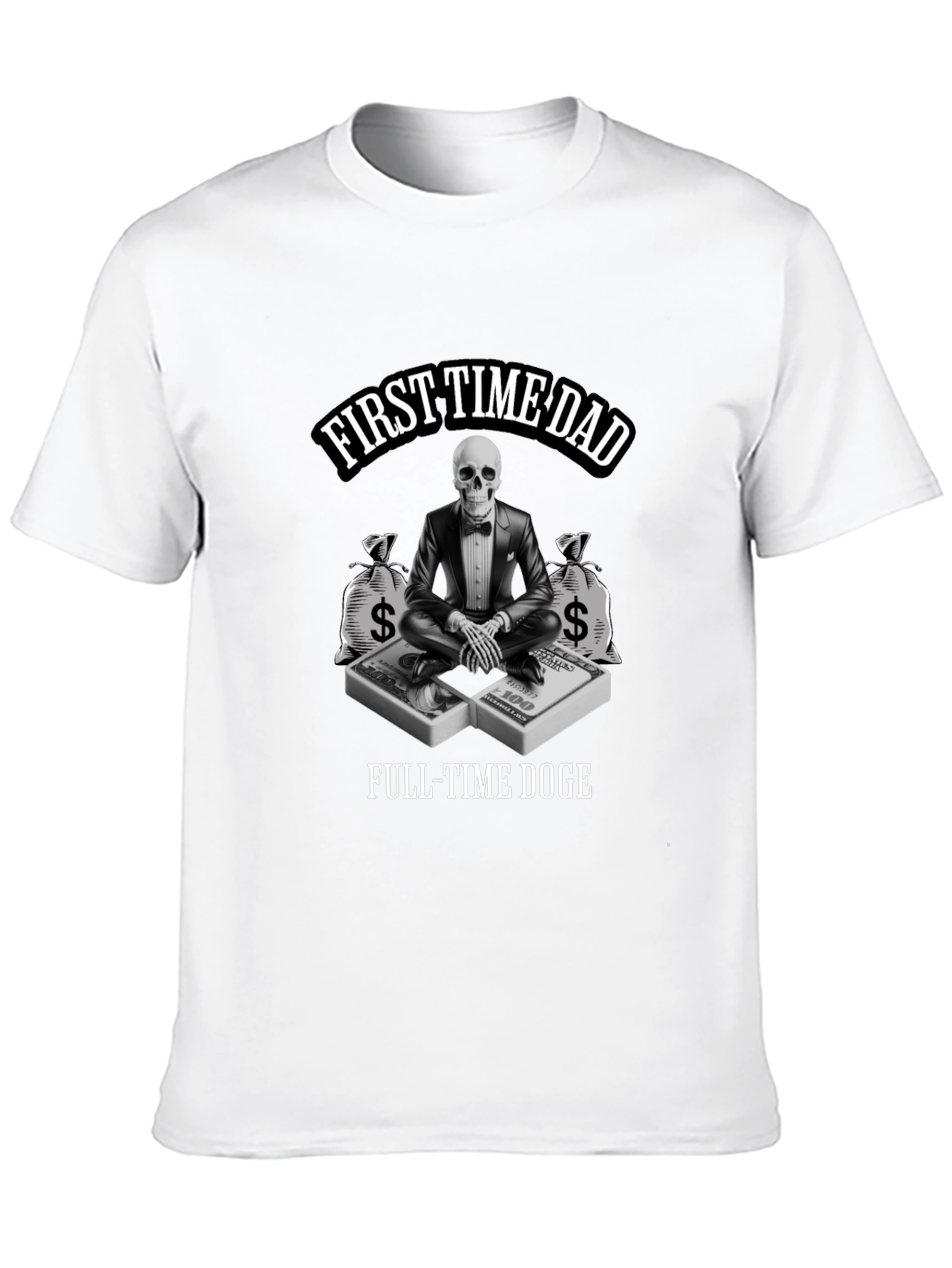 Black First Time Dad Full-Time Doge T-Shirt view 10