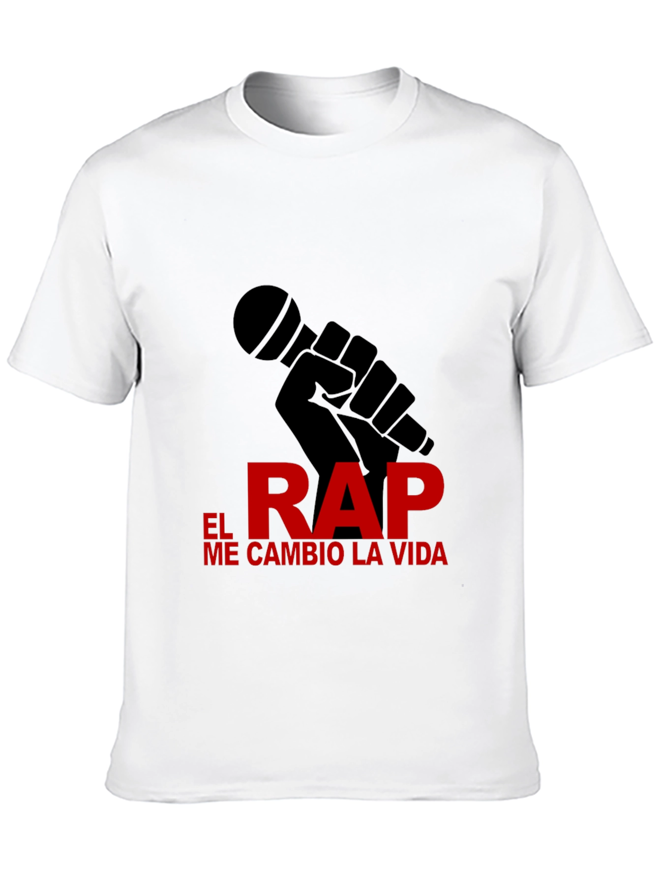 Black Rap Life Tee - "El Rap Me Cambio La Vida" Design T-Shirt view 10