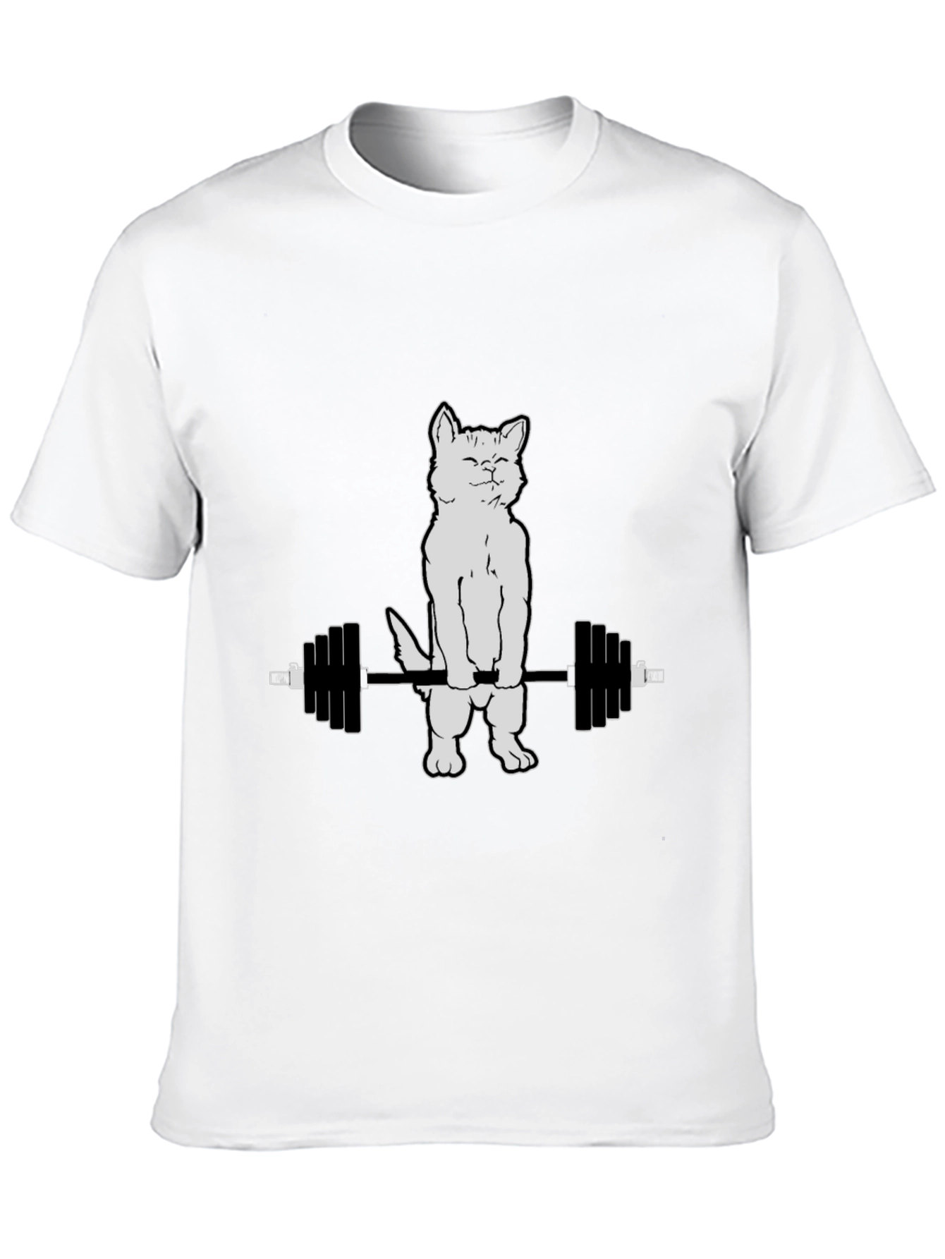 Black Cat Lifting Weights Graphic T-Shirt - Black view 10