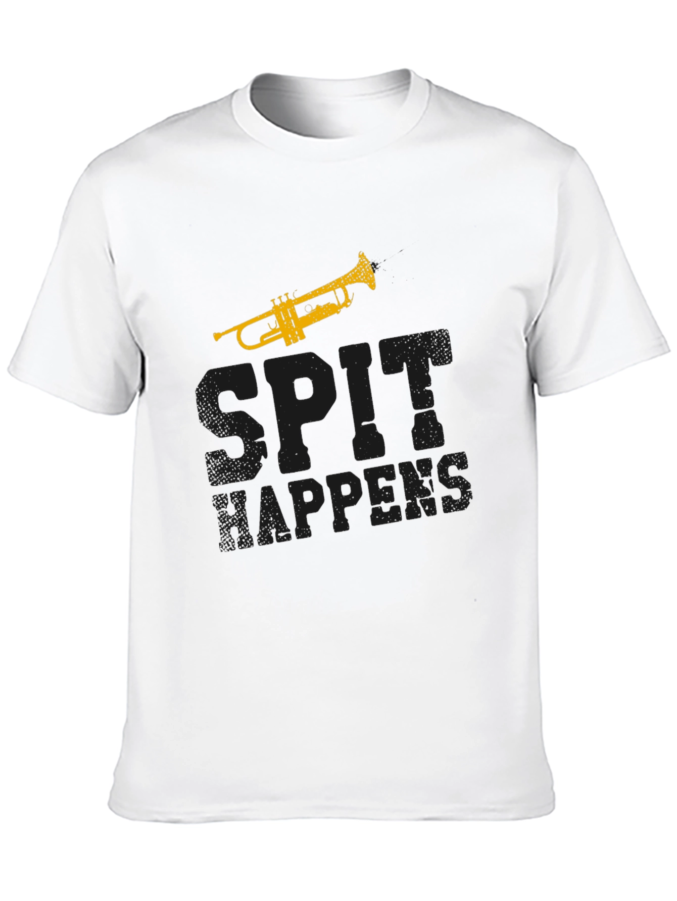 Black Spit Happens Trumpet T-Shirt - Musician Gift view 10