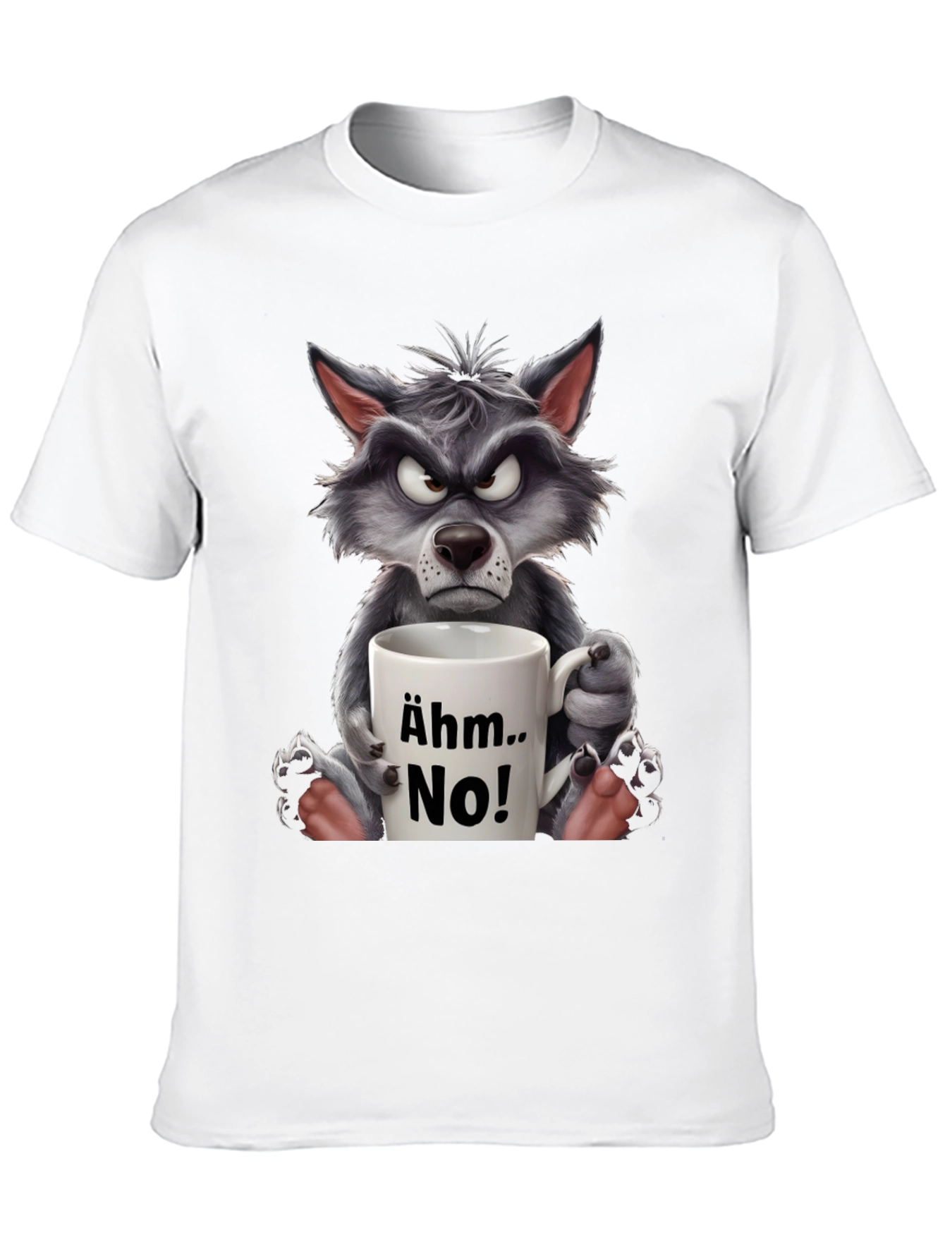 Black Grumpy Wolf "Ähm.. No!" T-Shirt - Express Your Mood! view 10