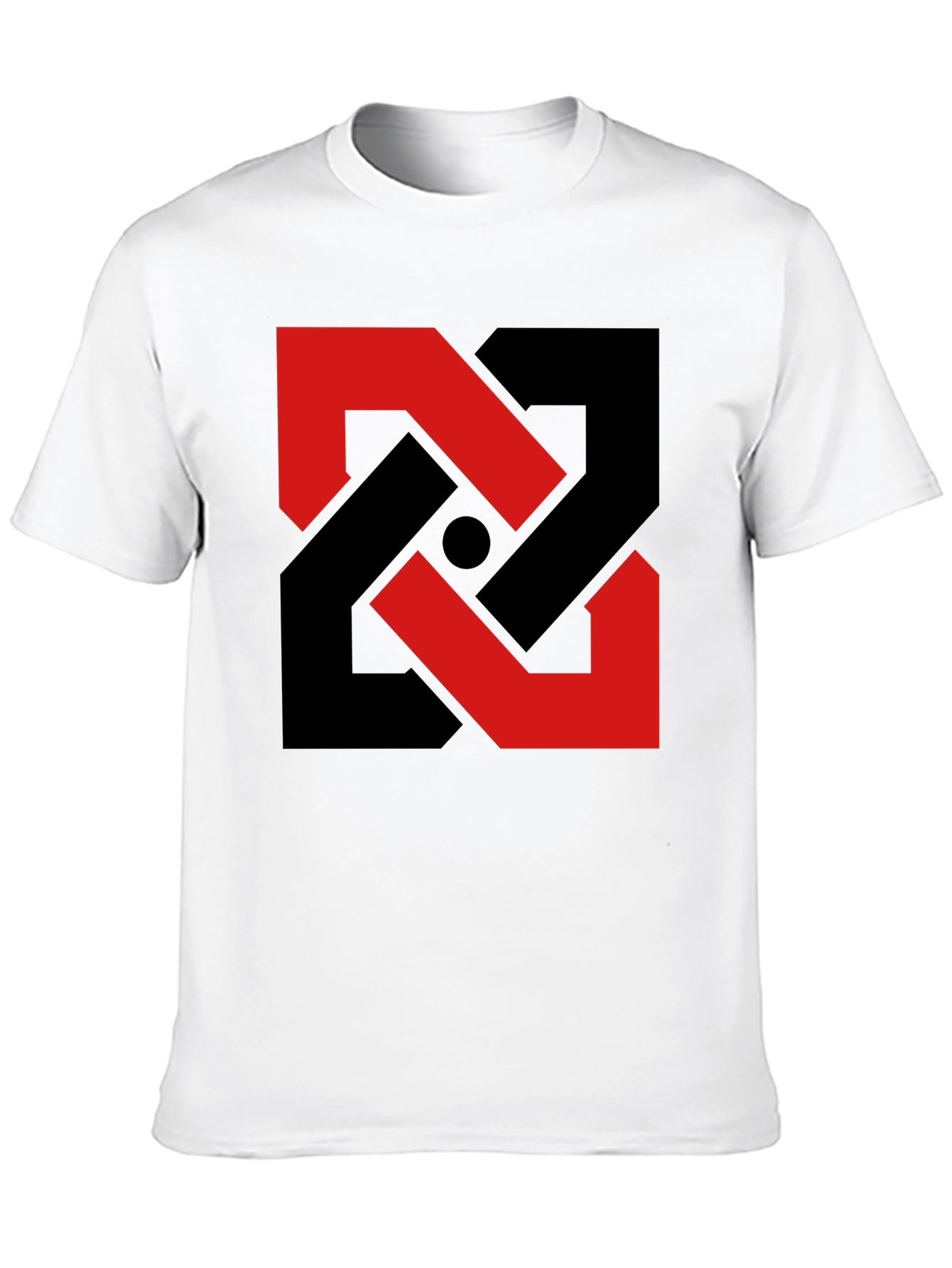 Black Abstract Geometric T-Shirt - Red & Black Design view 10