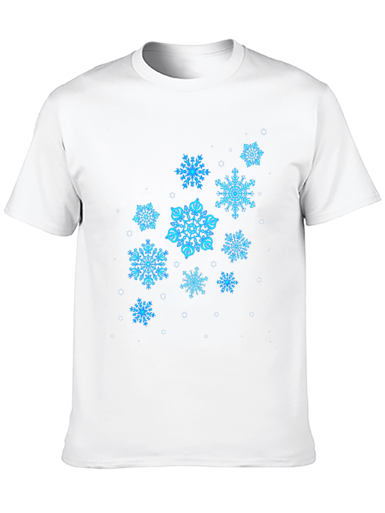 Black Snowflake Pattern Black T-Shirt view 10