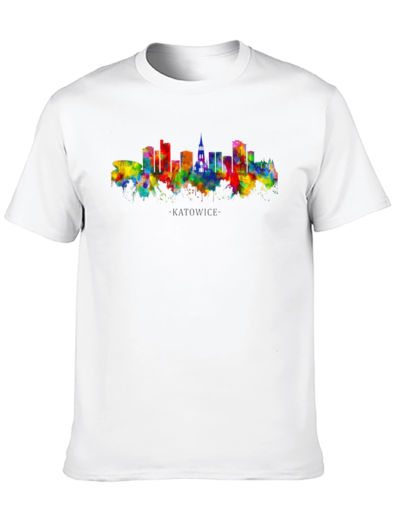 Black Watercolor Cityscape Graphic Tee - Modern Black T-Shirt view 10