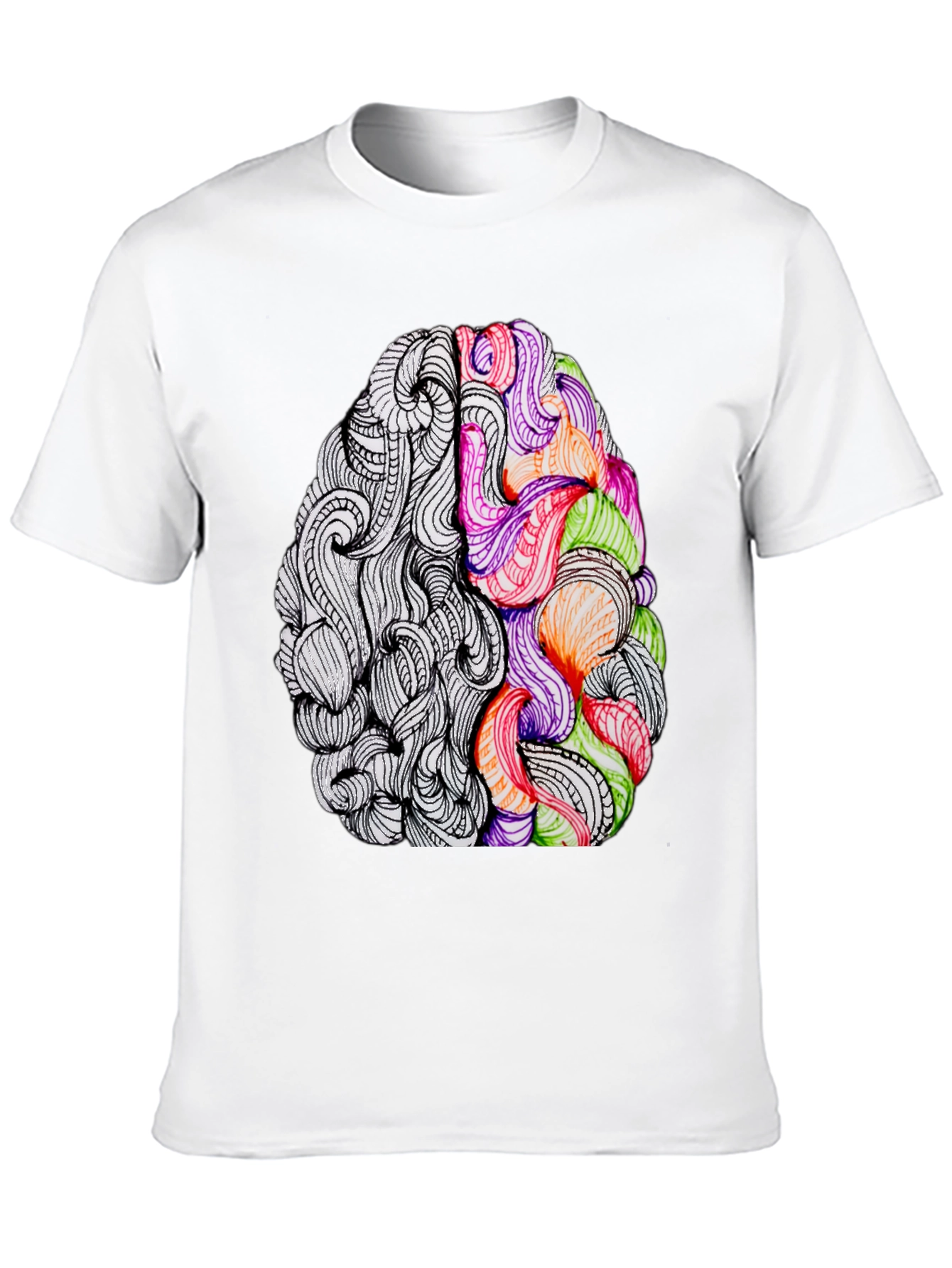 Black Brain Art Graphic Tee - Creative Thinking T-Shirt view 10