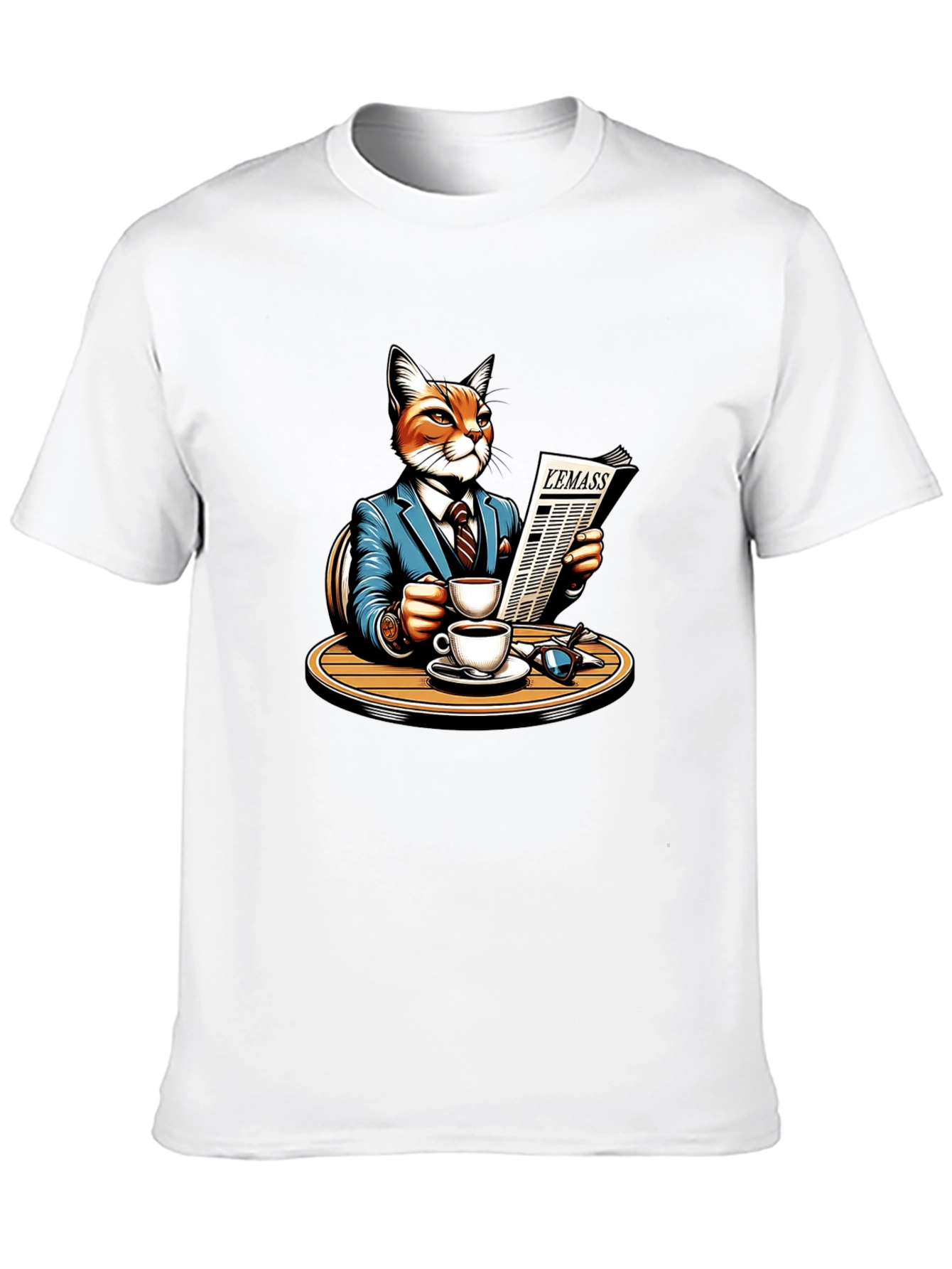 Black Cat Reading Newspaper Graphic Tee view 10