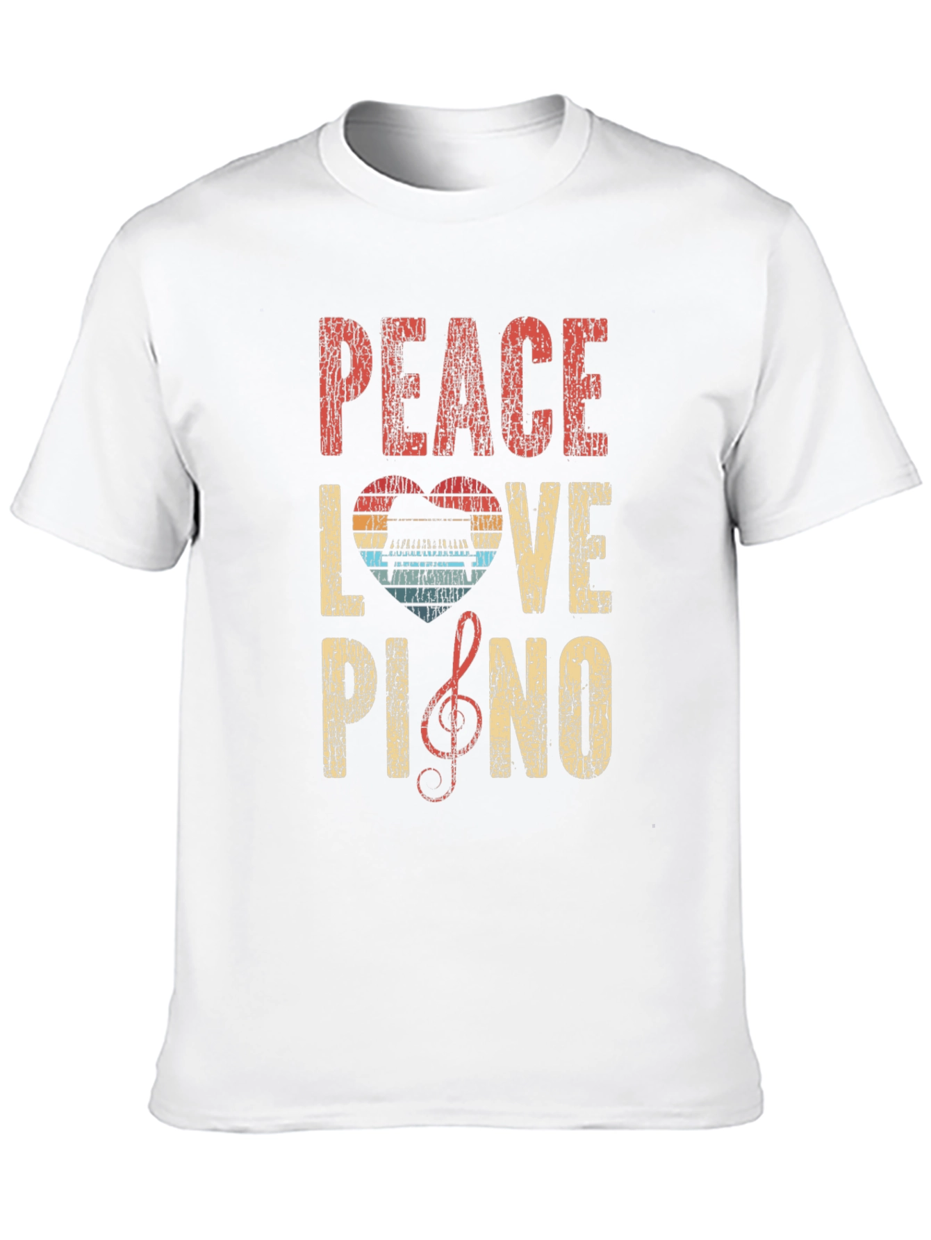 Black Peace Love Piano Graphic T-Shirt - Music Lover Tee view 10