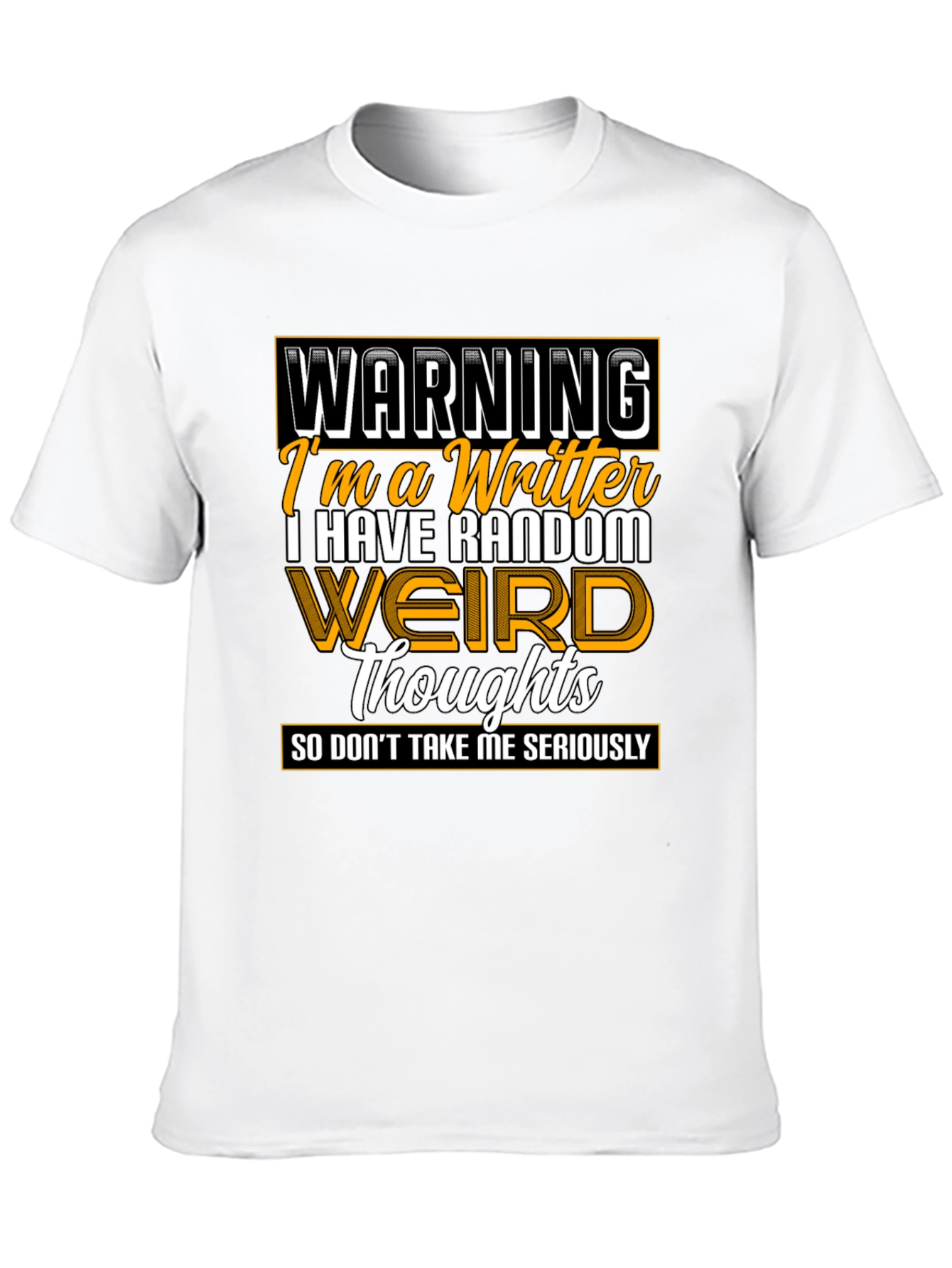 Black Warning Writer Graphic Tee - Random Weird Thoughts T-Shirt view 10