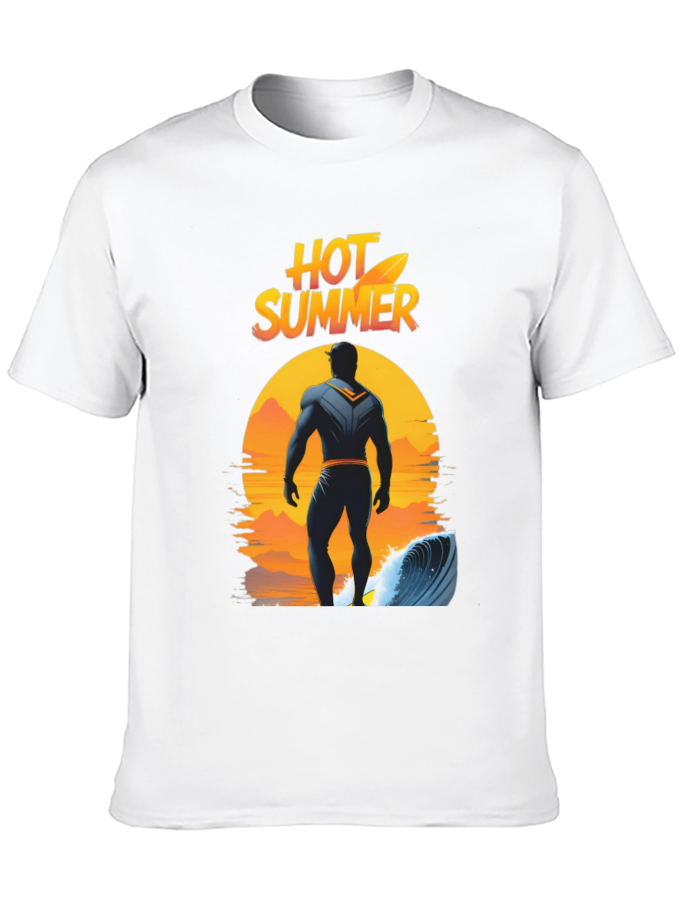 Black Hot Summer Surfer Graphic Tee - Black Cotton T-Shirt view 10