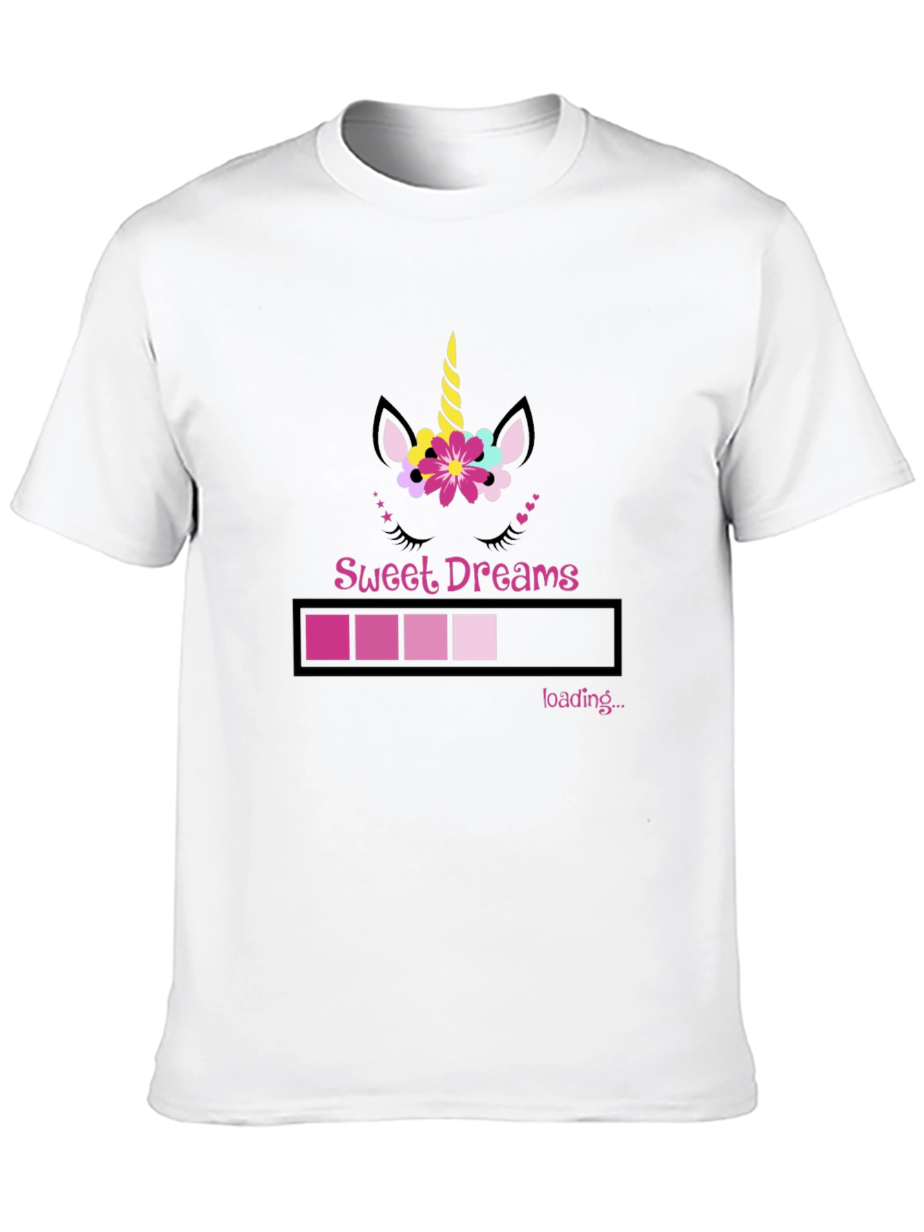 Black Sweet Dreams Unicorn Loading Bar Black T-Shirt view 10