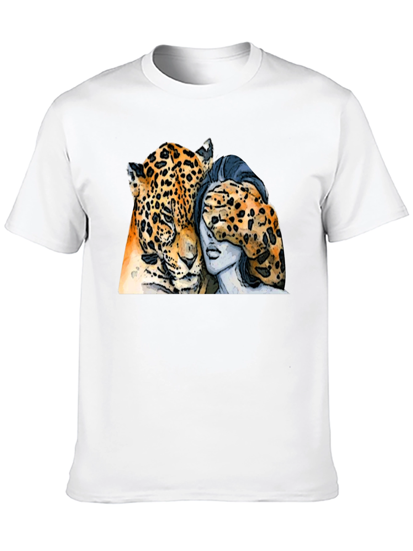 Black Jaguar and Woman Graphic Print Black T-Shirt view 10
