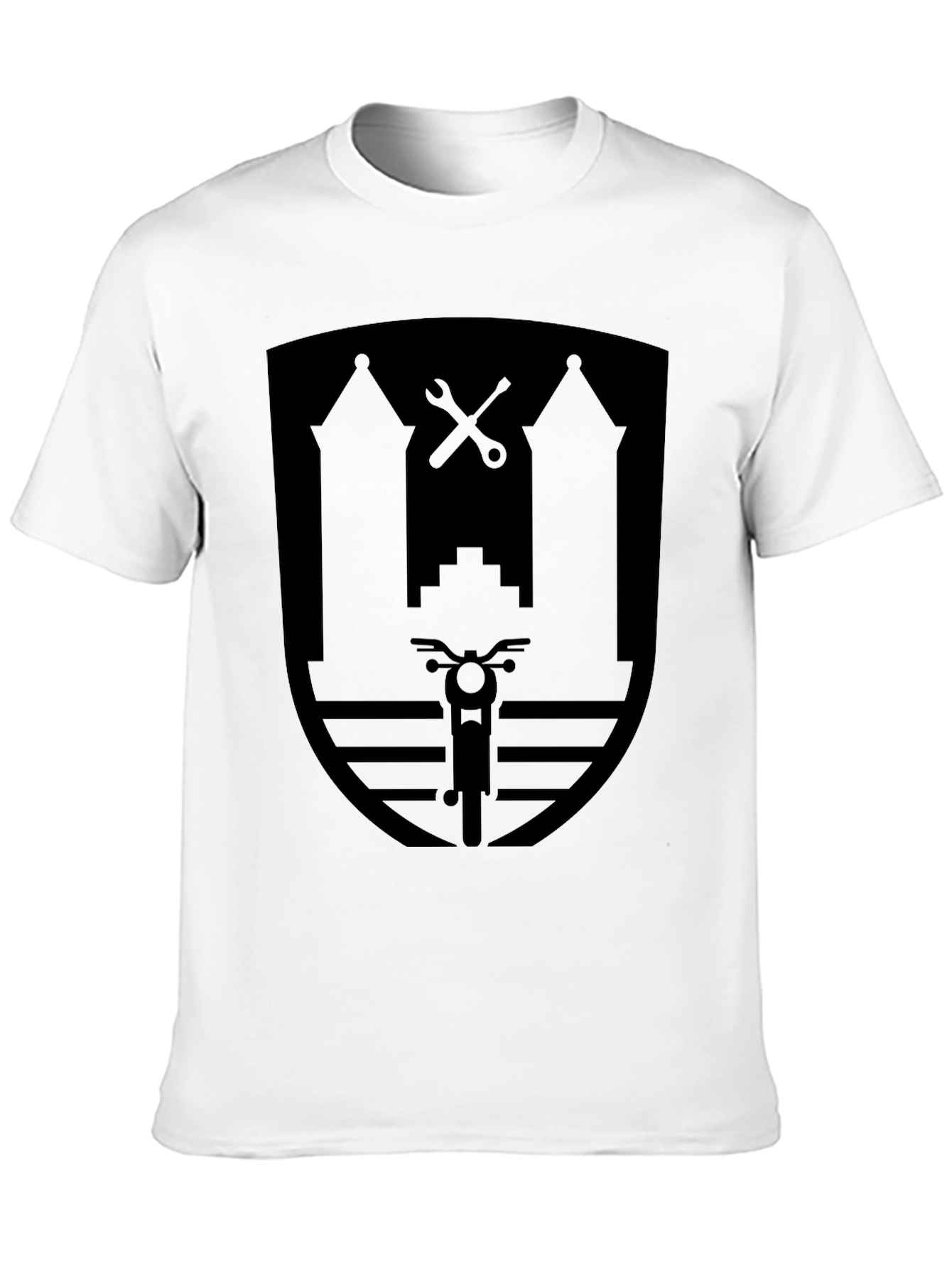 Black Motorcycle Shield Graphic Black T-Shirt view 10