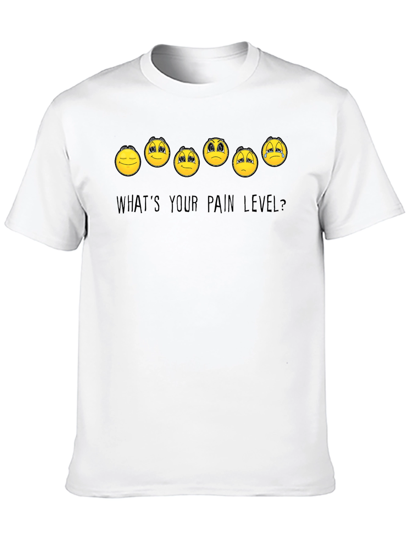 Black Pain Level Emoji Graphic T-Shirt view 10
