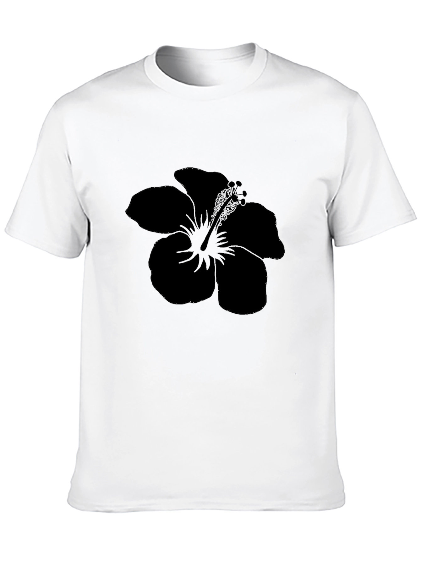 Black Black Hibiscus Flower Graphic Tee view 10