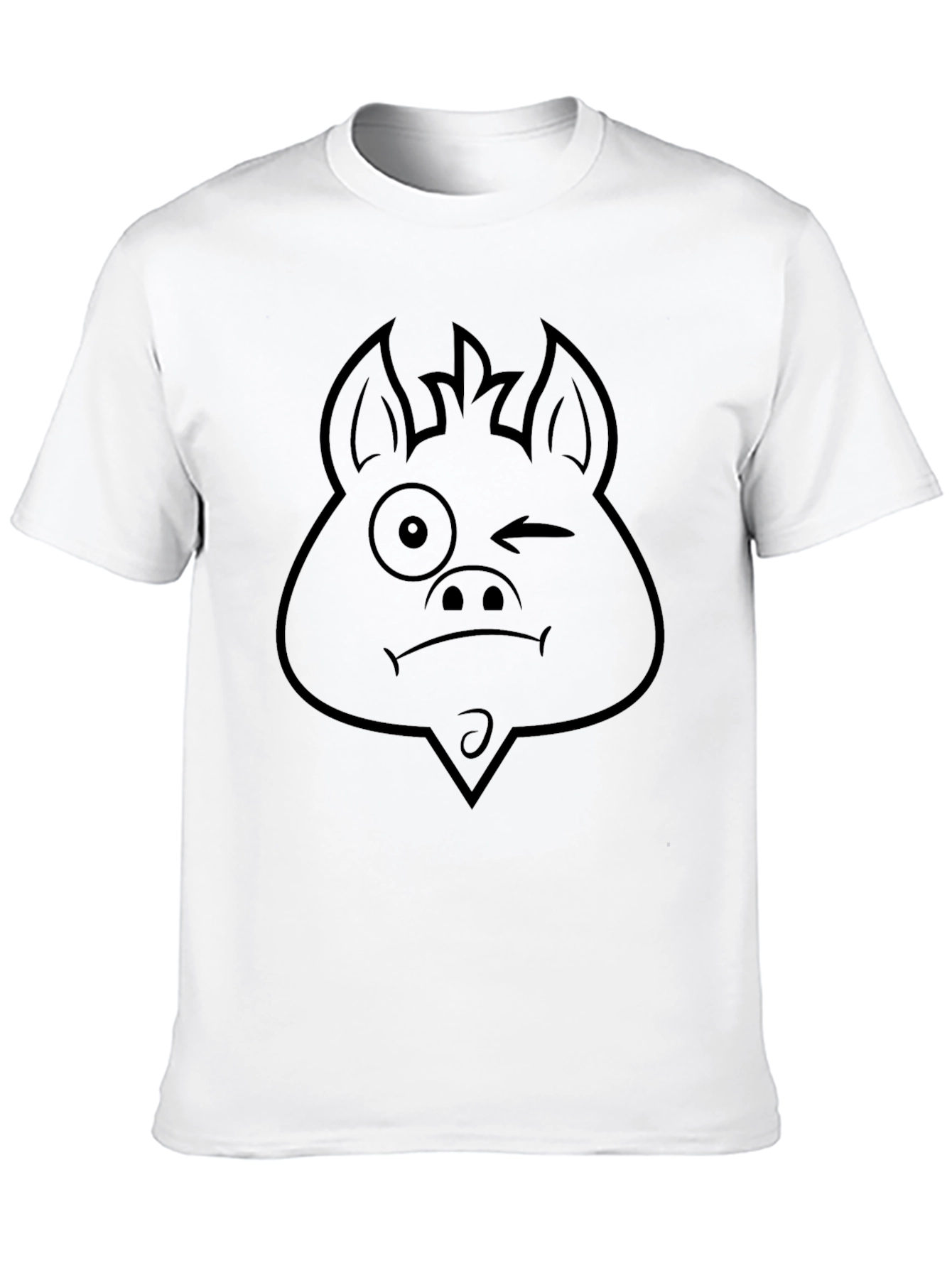 Black Winking Pig Graphic Tee - Black Cotton T-Shirt view 10