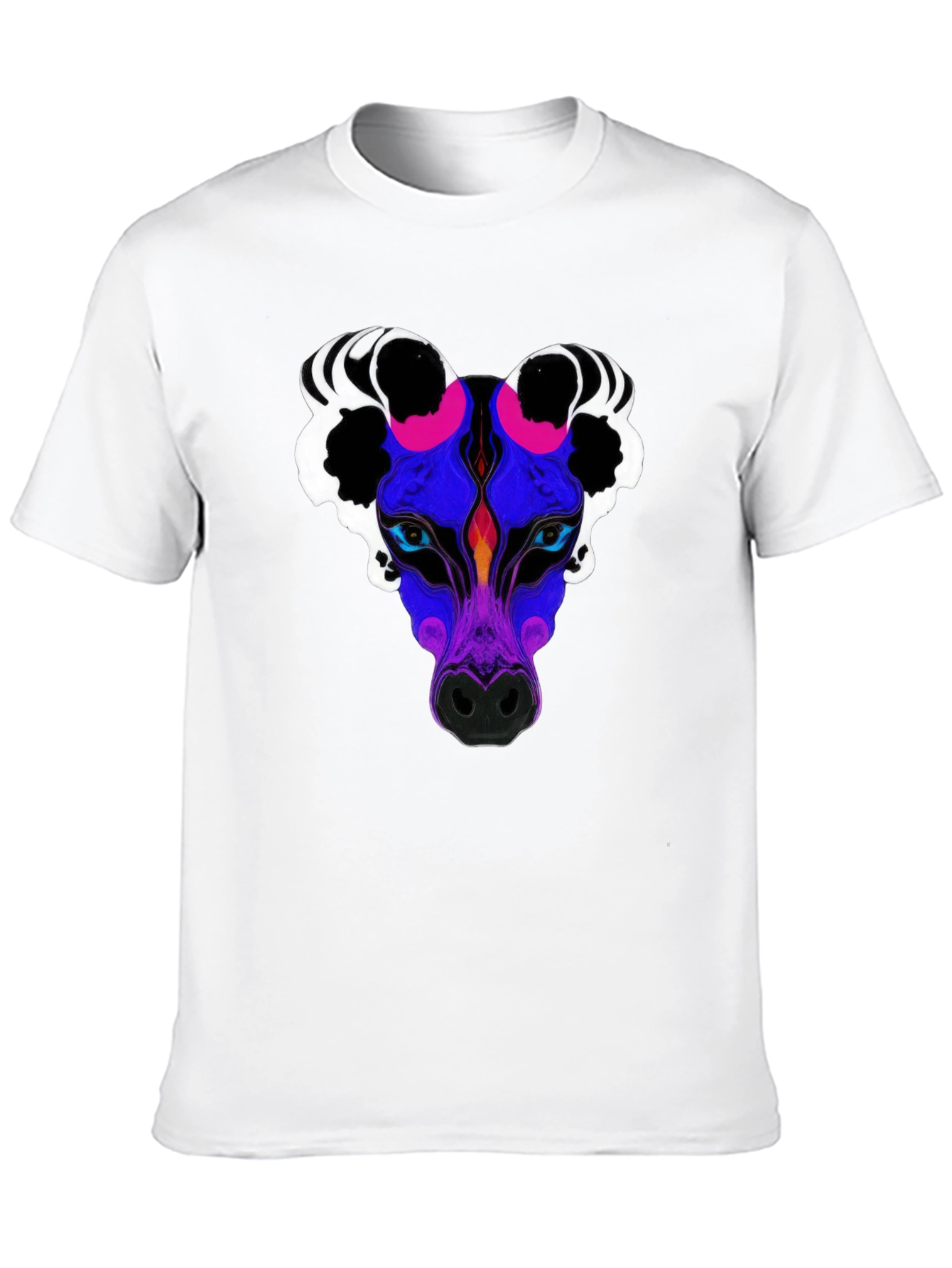 Black Abstract Wolf Graphic Tee - Black Crew Neck view 10