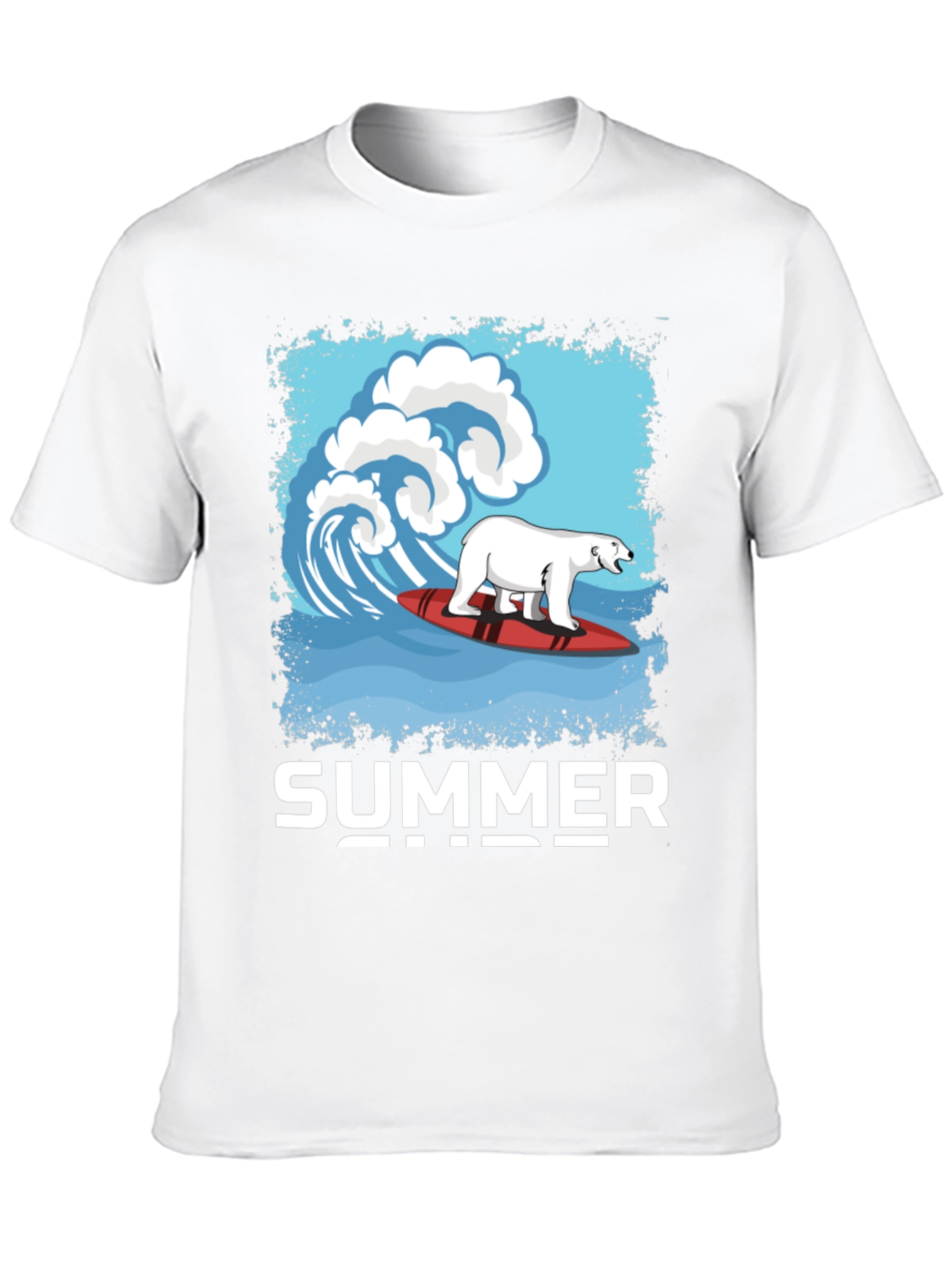 Black Surfing Polar Bear Summer T-Shirt view 10