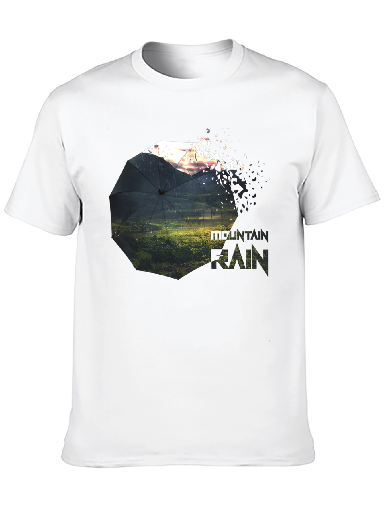 Black Mountain Rain Graphic Tee - Unique Nature Design view 10