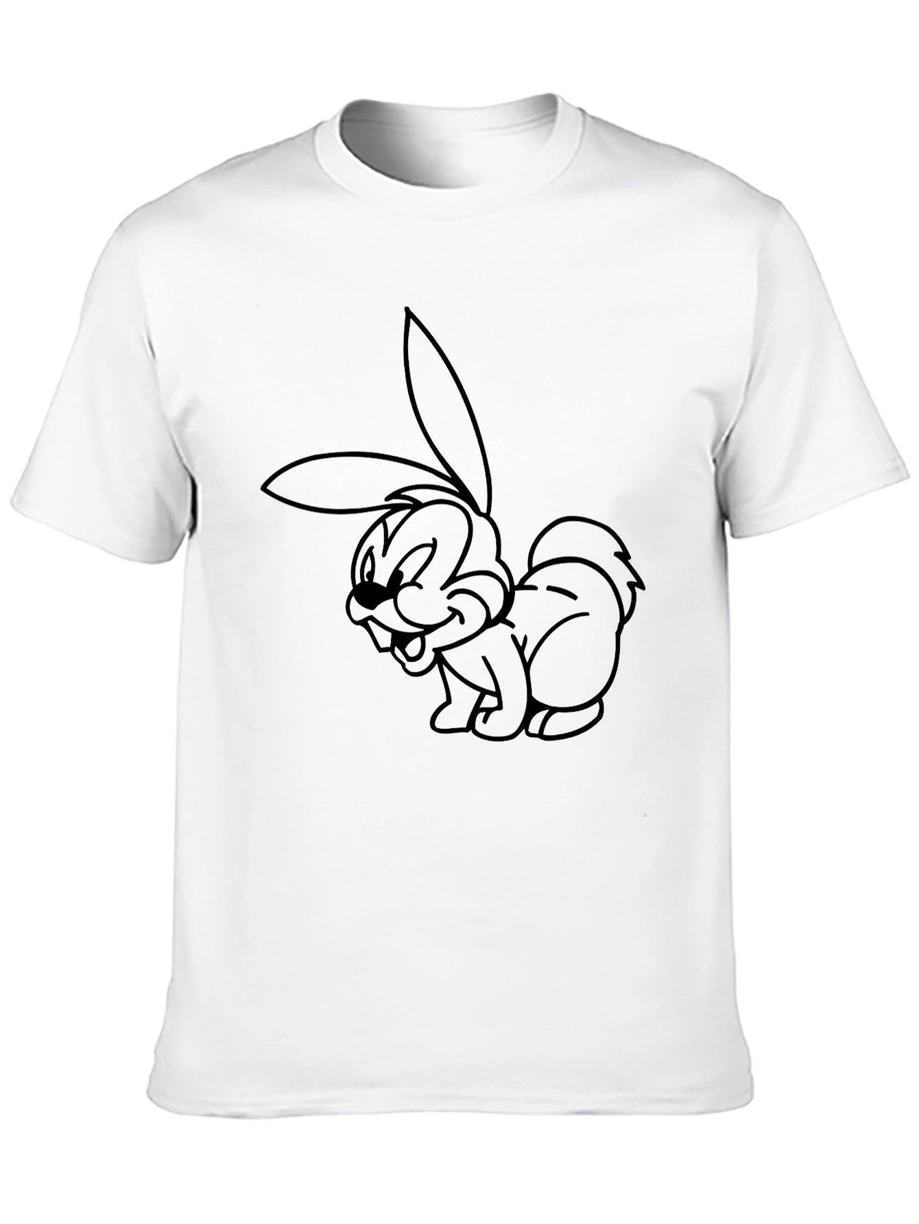 Black Cartoon Rabbit Graphic Black T-Shirt view 10