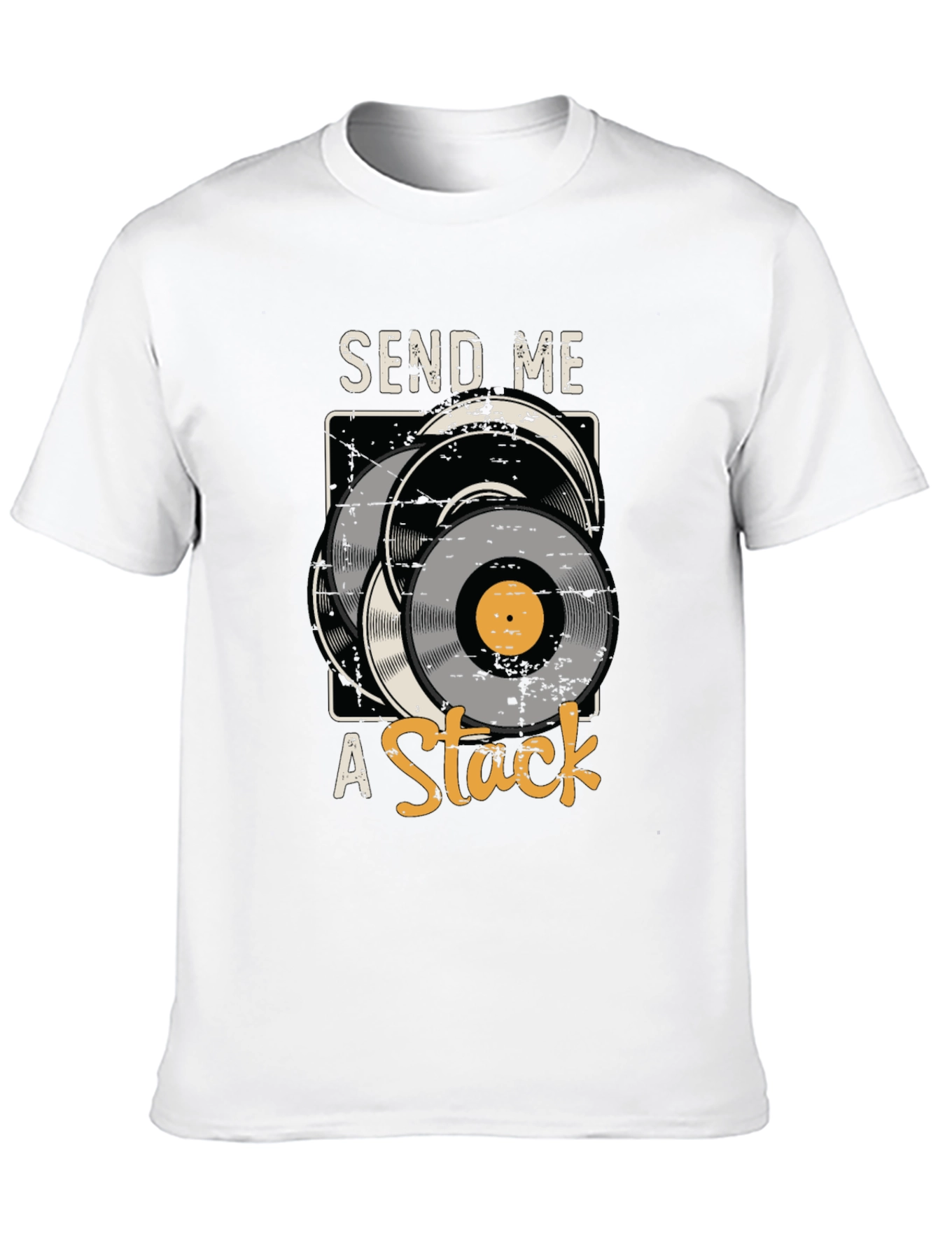Black Send Me A Stack Vinyl Record Graphic Tee view 10