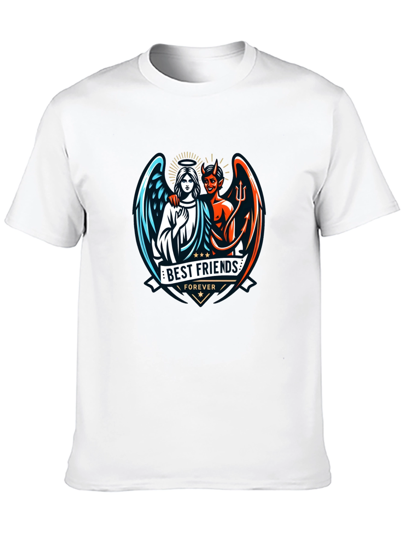 Black Best Friends Forever Graphic T-Shirt - Angel & Devil Design view 10