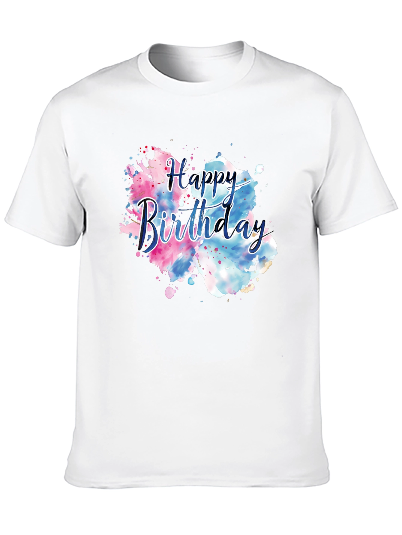 Black Happy Birthday Watercolor T-Shirt view 10