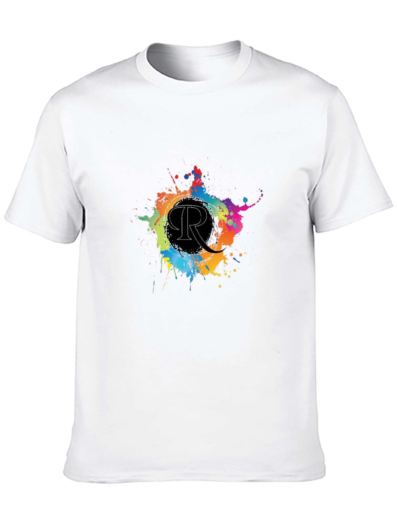 Black Men's Black T-Shirt with Colorful "R" Design view 10