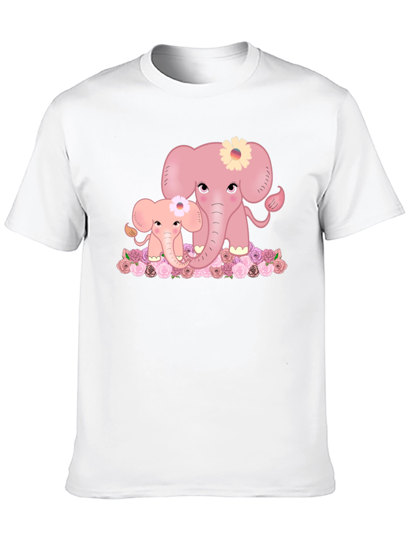 Black Cute Elephant Family Graphic Tee - Black T-Shirt view 10