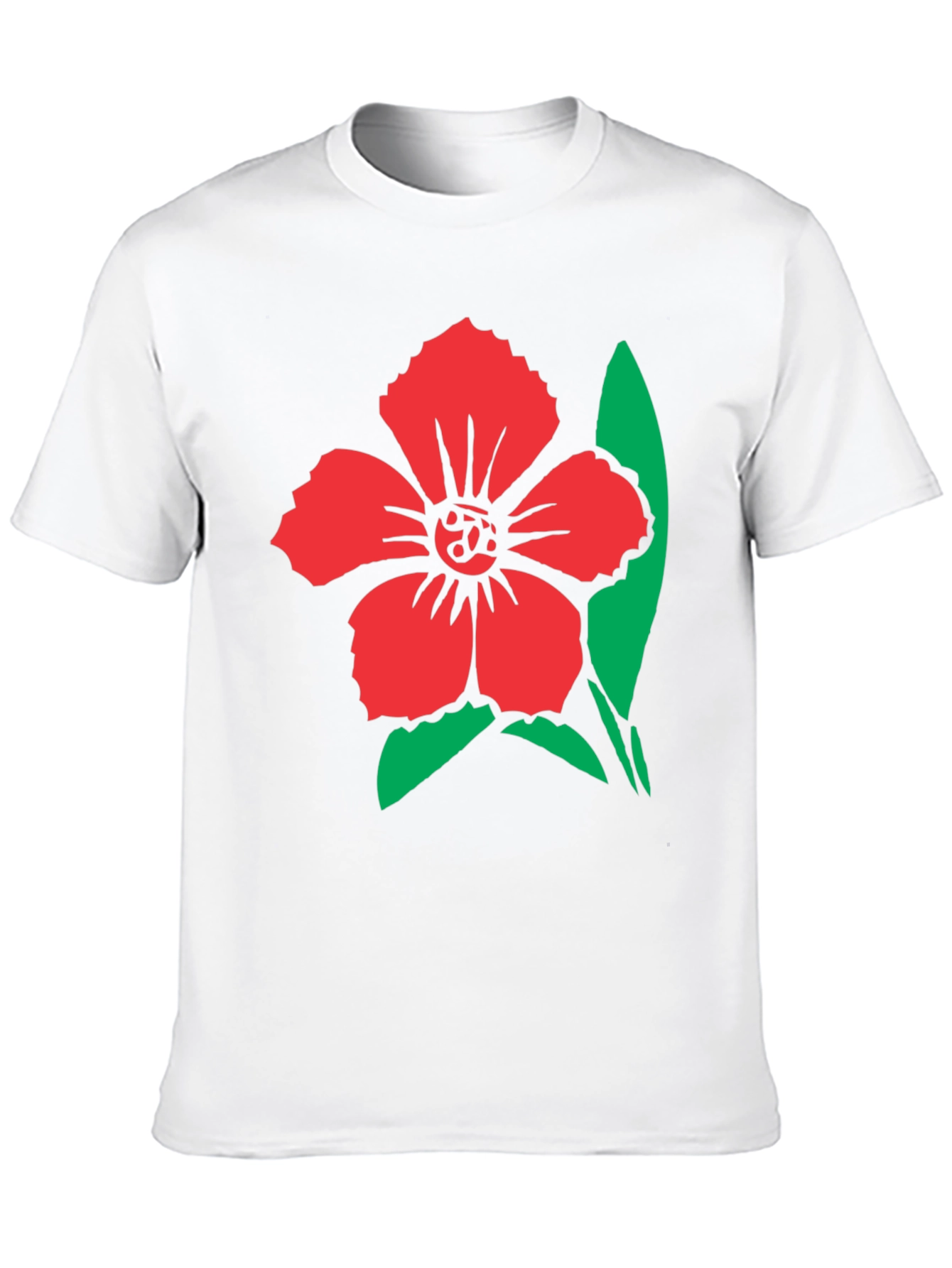 Black Floral Graphic Tee - Red Flower Design on Black Shirt view 10