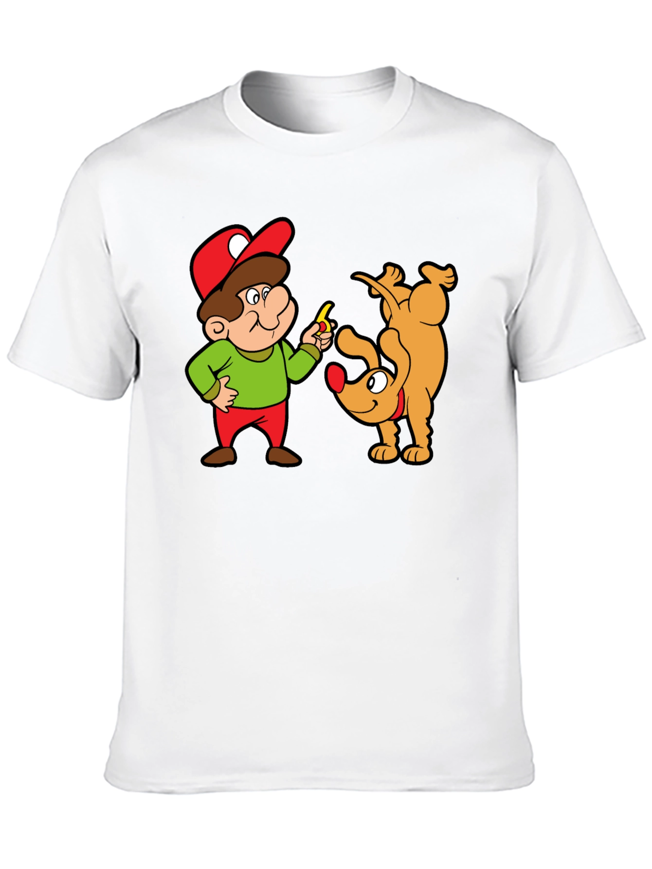 Black Cartoon Man & Dog Graphic Black T-Shirt view 10