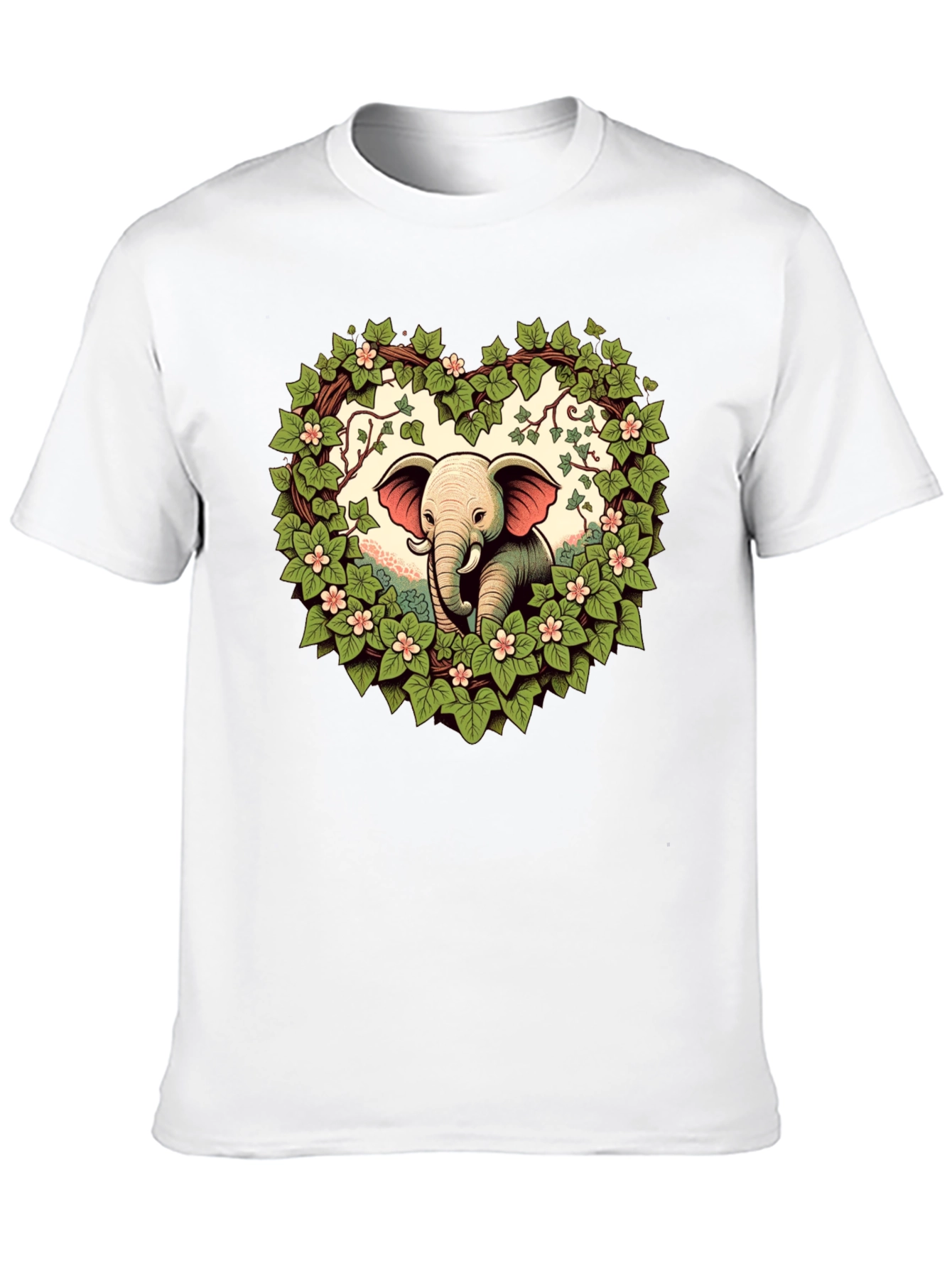 Black Elephant Love Tee - Heart Wreath Design view 10