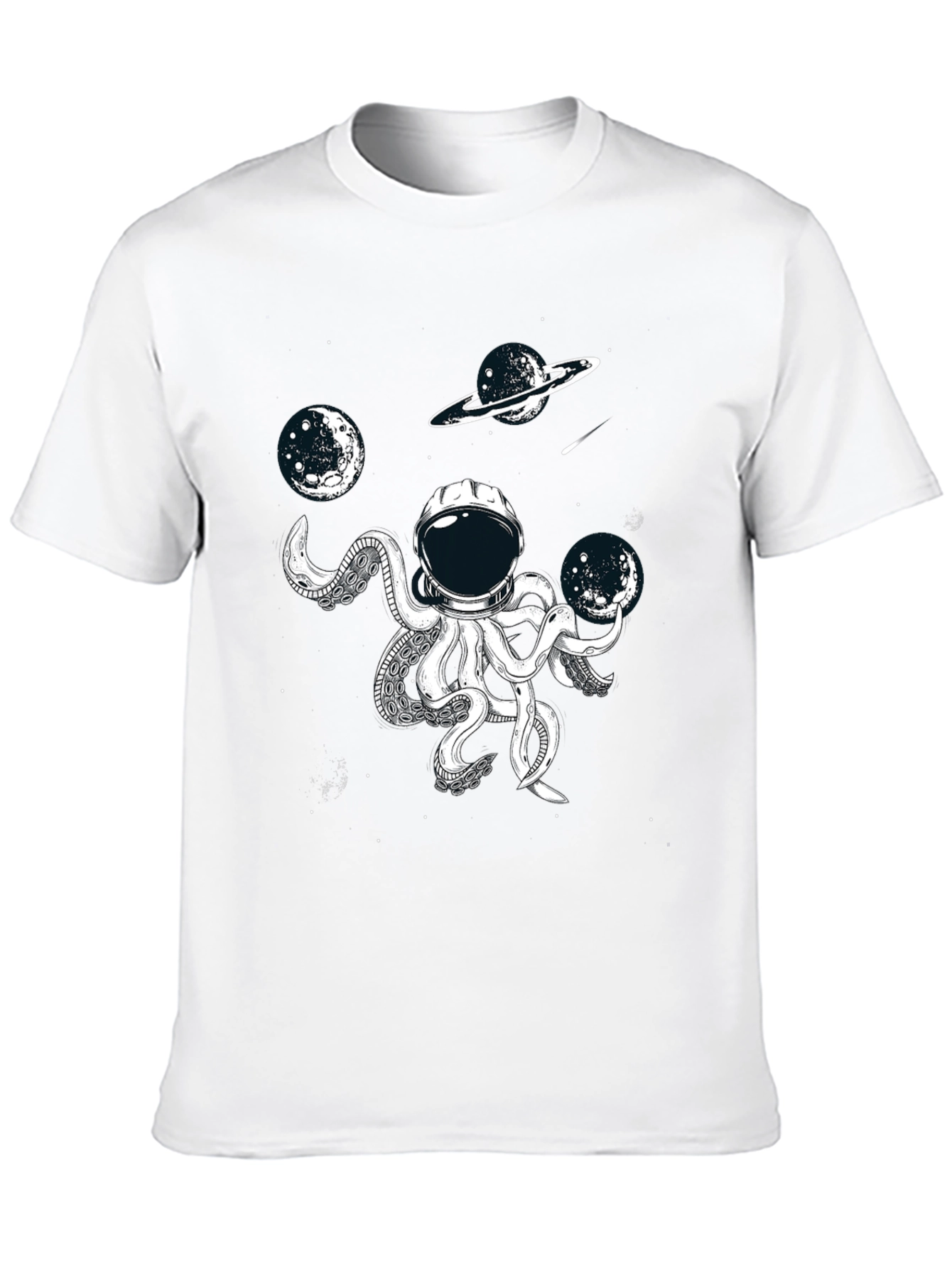 Black Cosmic Octopus Astronaut T-Shirt - Space Adventure Tee view 10