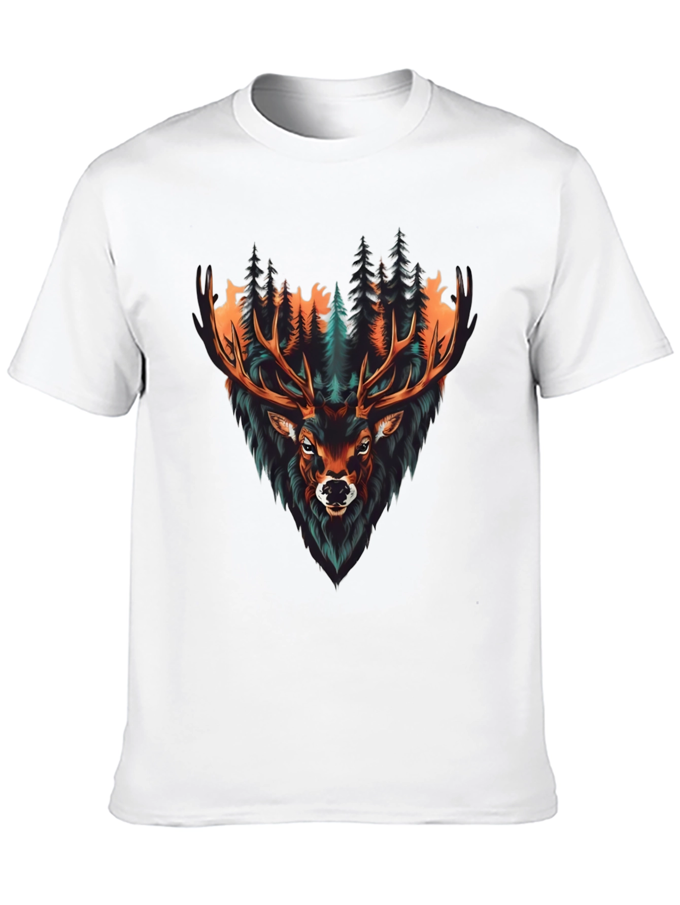 Black Men's Graphic Tee - Deer in Forest view 10