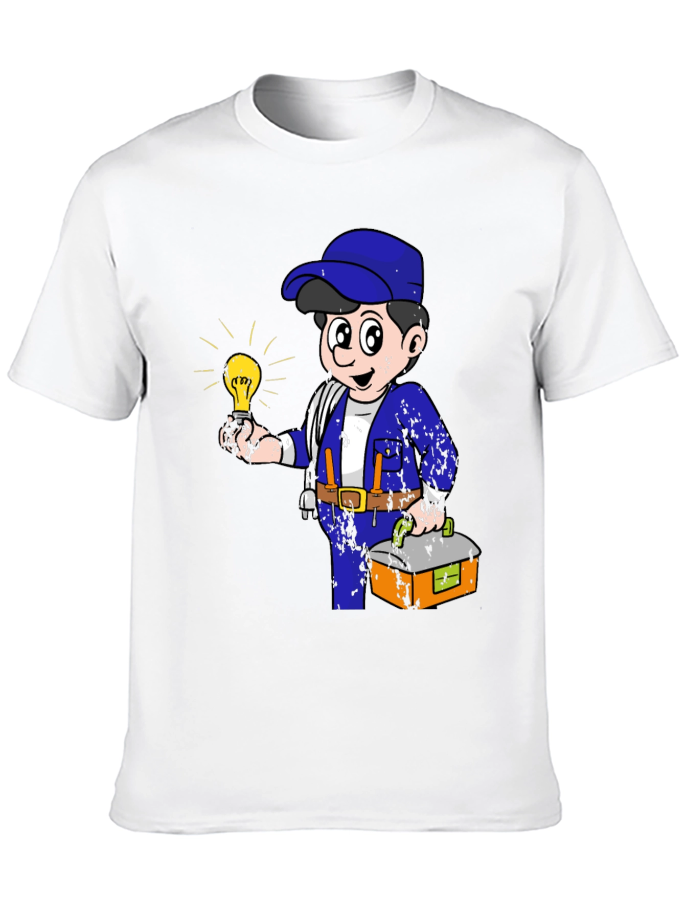Black Electrician Cartoon Graphic T-Shirt view 10