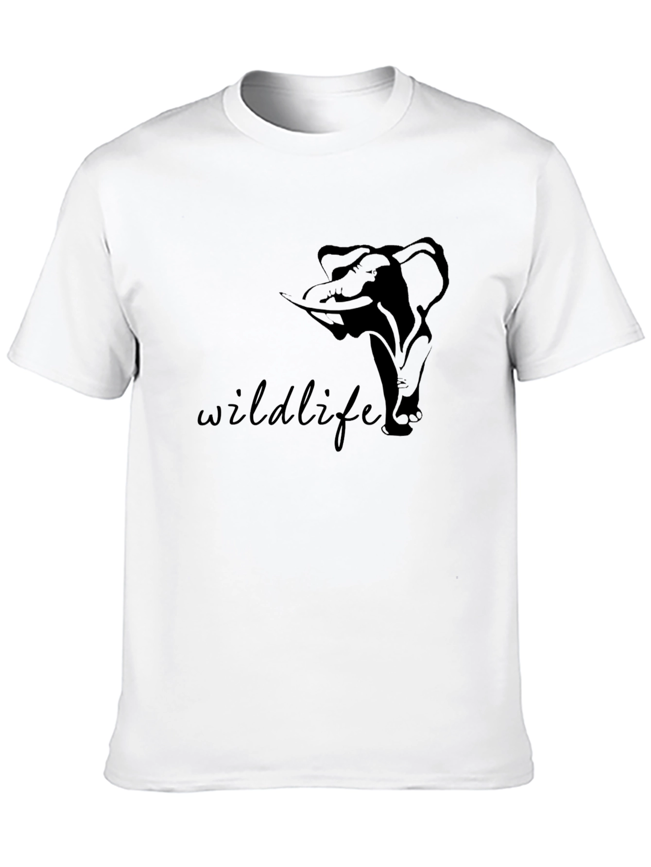 Black Wildlife Elephant Graphic Print Black T-Shirt view 10