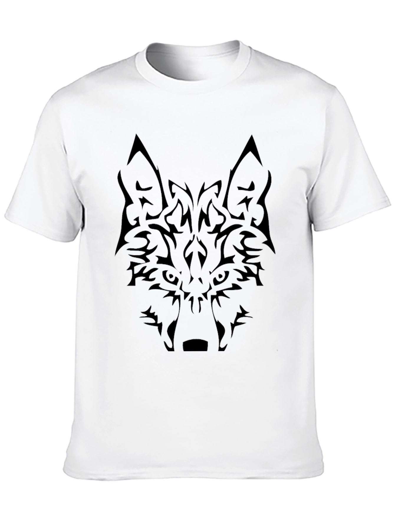 Black Tribal Wolf Graphic Tee - Black Cotton Blend Shirt view 10
