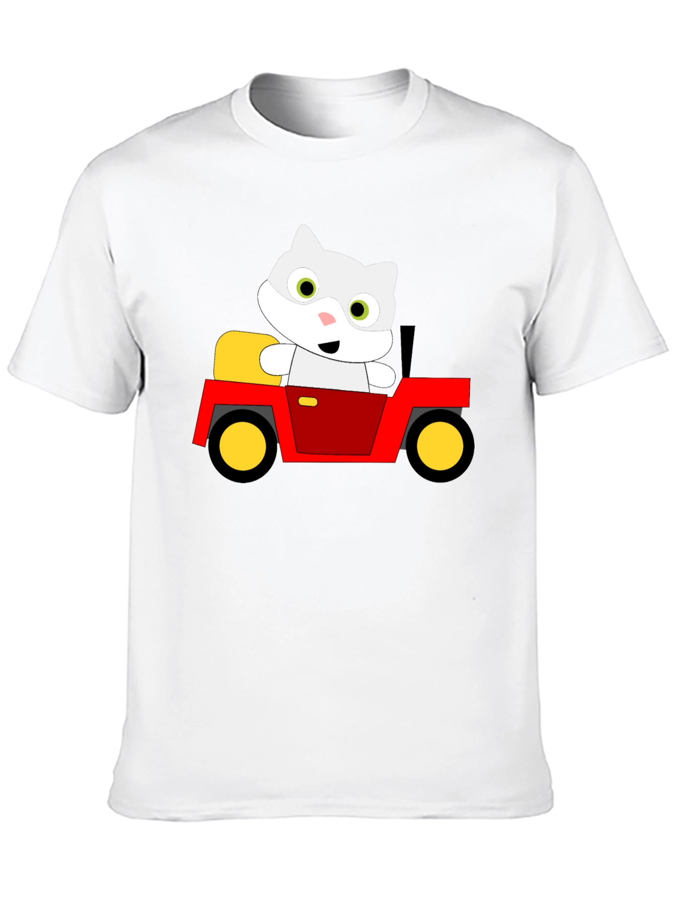 Black Cute Cartoon Cat in Car Graphic T-Shirt view 10