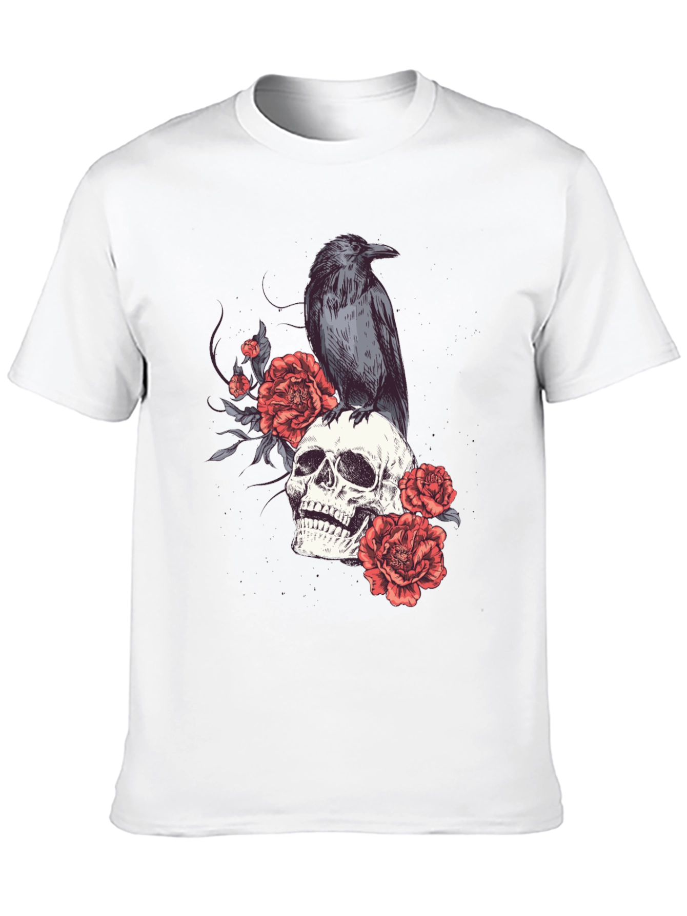 Black Skull & Raven Graphic Tee - Gothic Style view 10