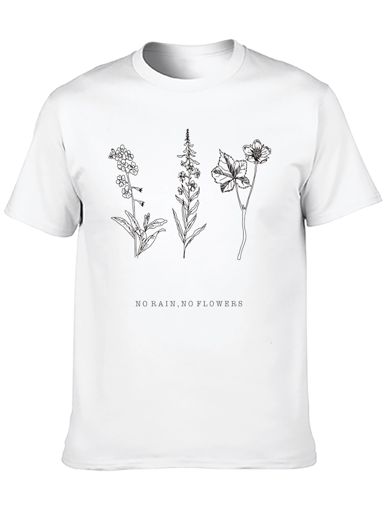 Black Botanical Line Art Black T-Shirt view 10
