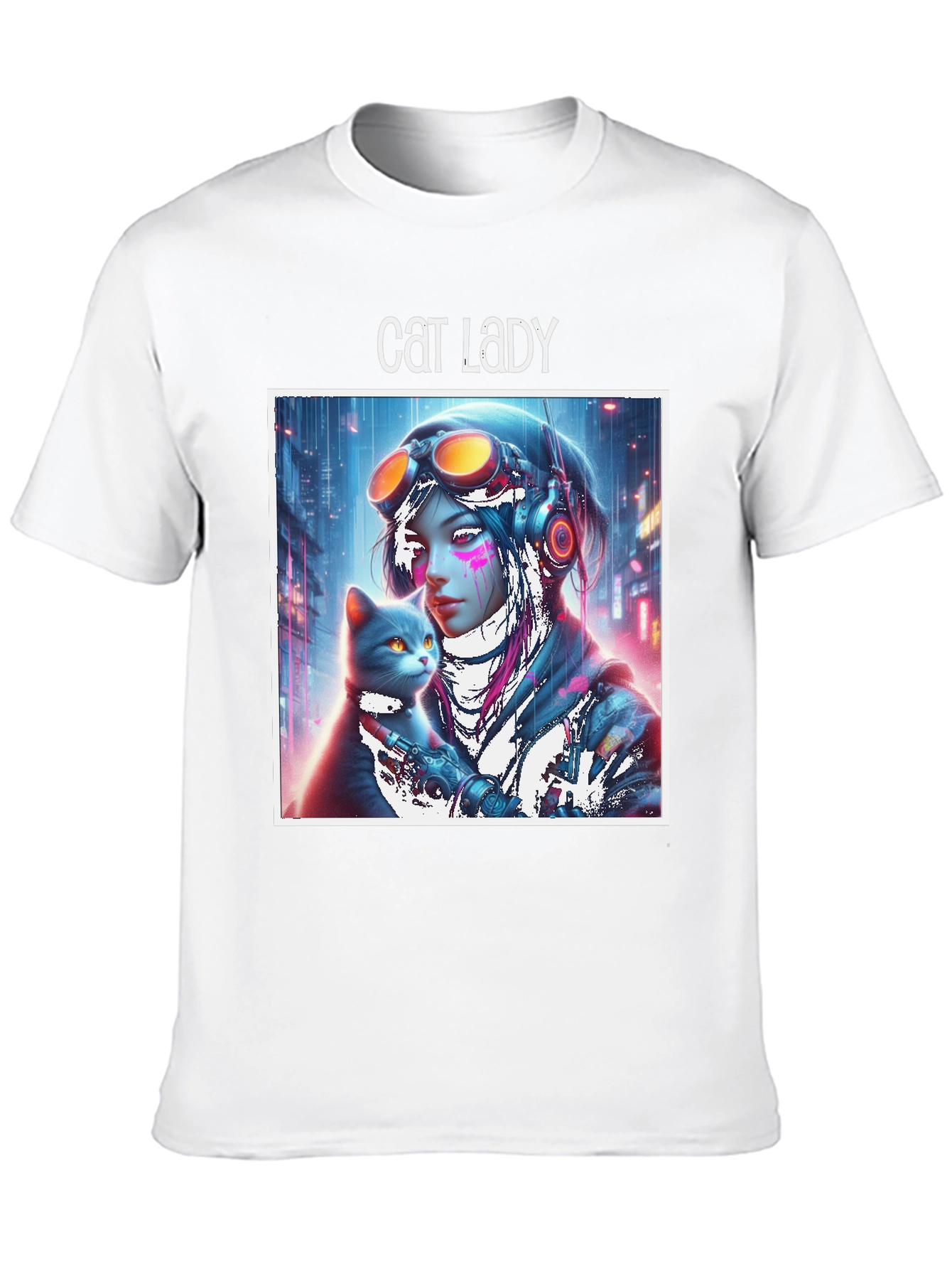 Black Cat Lady Graphic Tee - Sci-Fi Style, Soft Cotton view 10