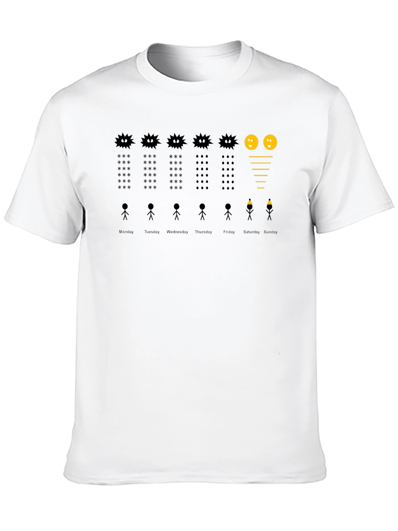 Black Work Week T-Shirt - Funny Stick Figure Design view 10