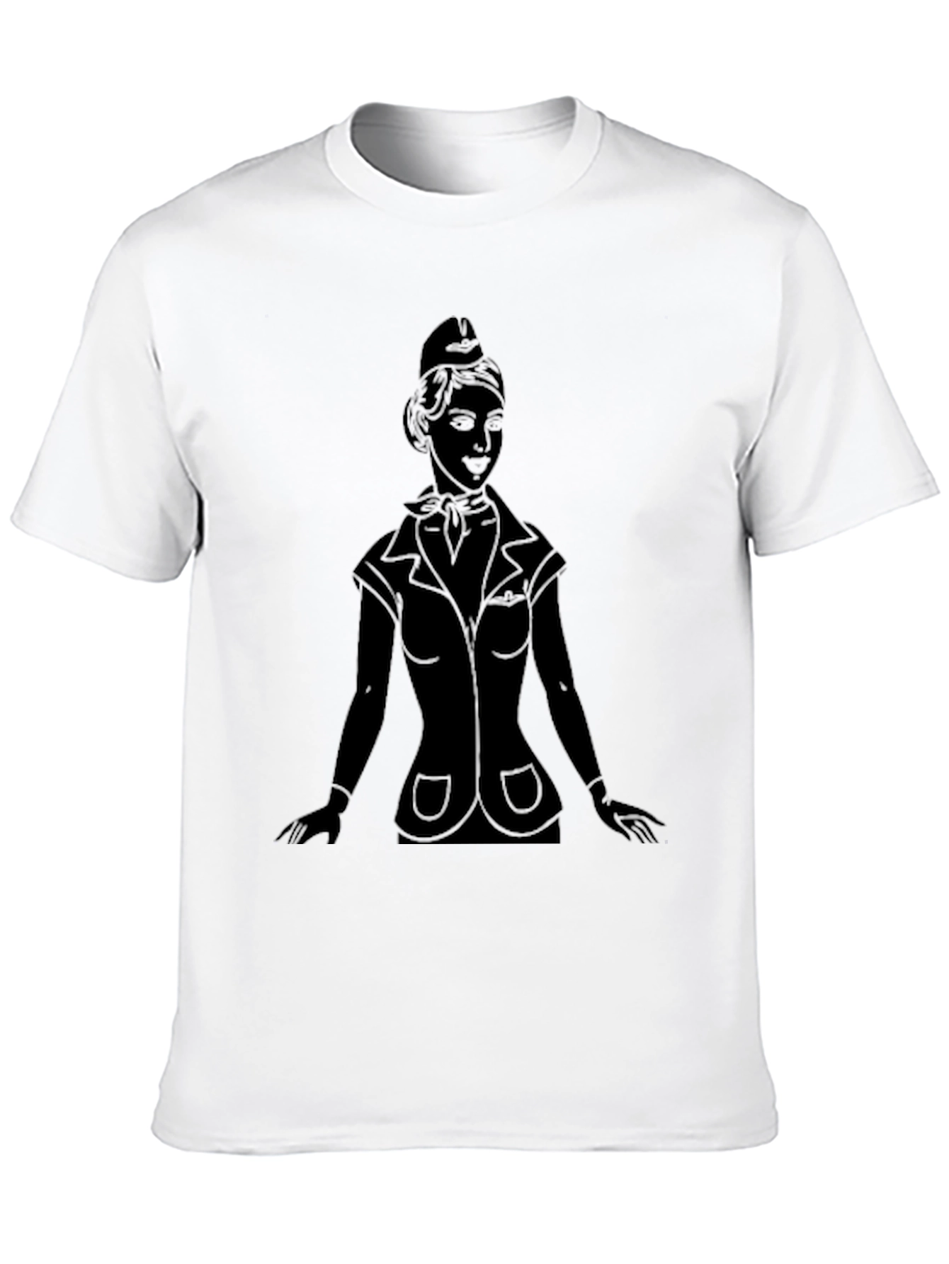 Black Retro Flight Attendant Graphic Tee - Black Unisex T-Shirt view 10