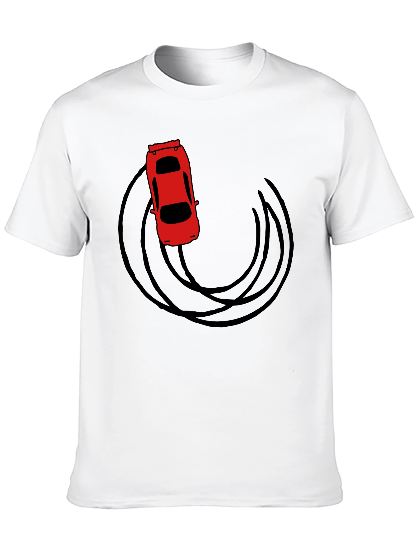 Black Red Car Drift Graphic T-Shirt - Black Cotton Tee view 10