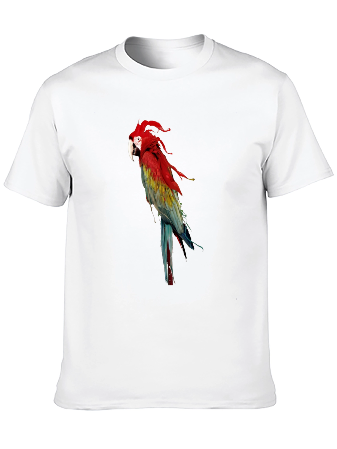 Black Parrot Graphic Tee - Vivid Bird Print T-Shirt view 10