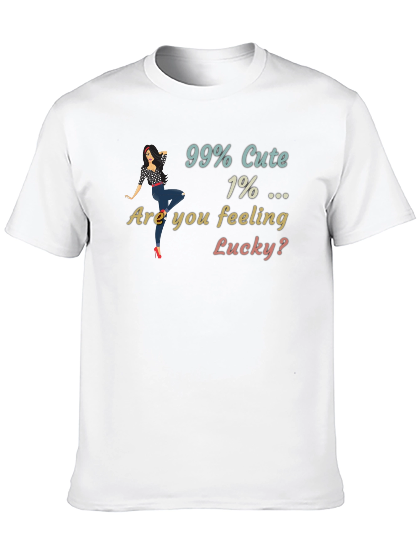 Black 99% Cute T-Shirt Lucky Graphic Print view 10