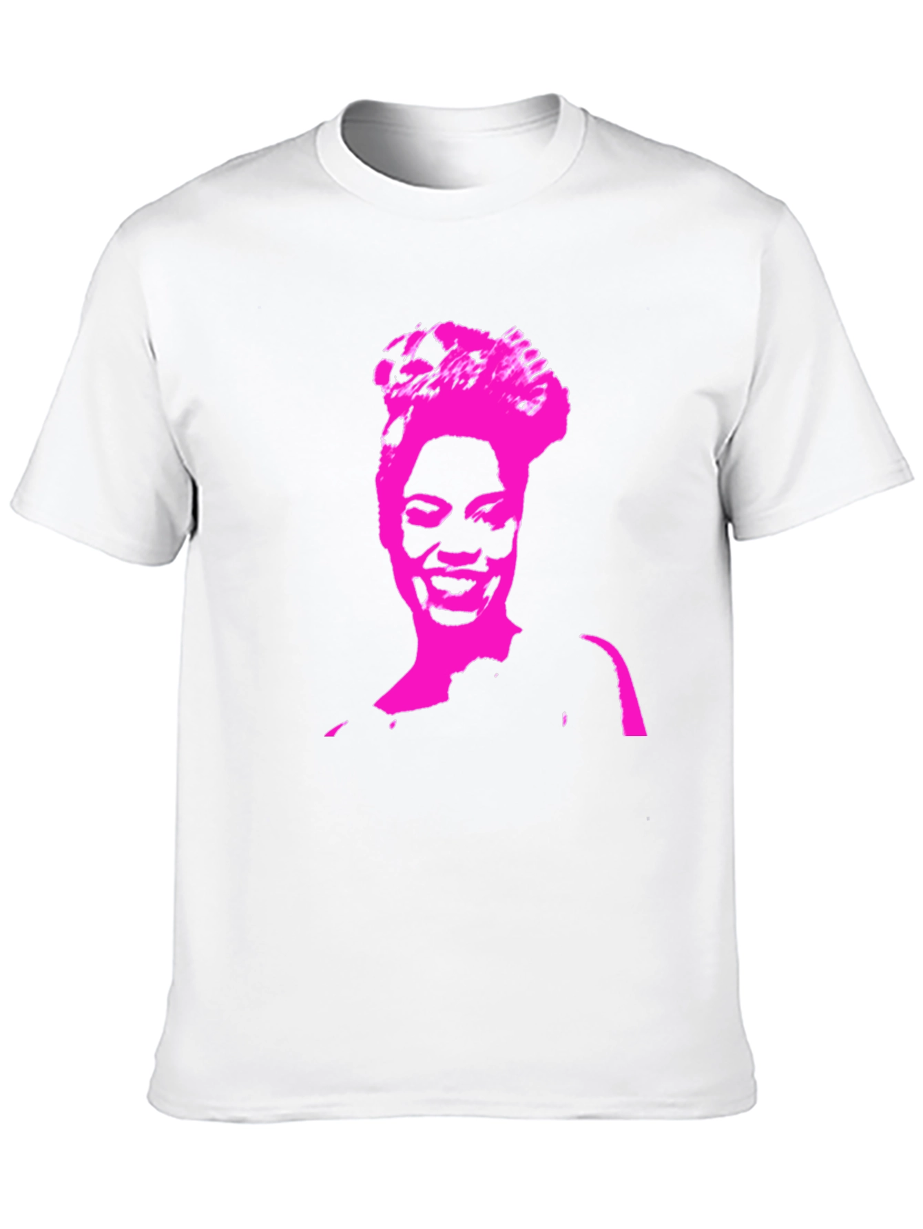 Black Stylish Black T-Shirt with Pink Portrait Graphic view 10